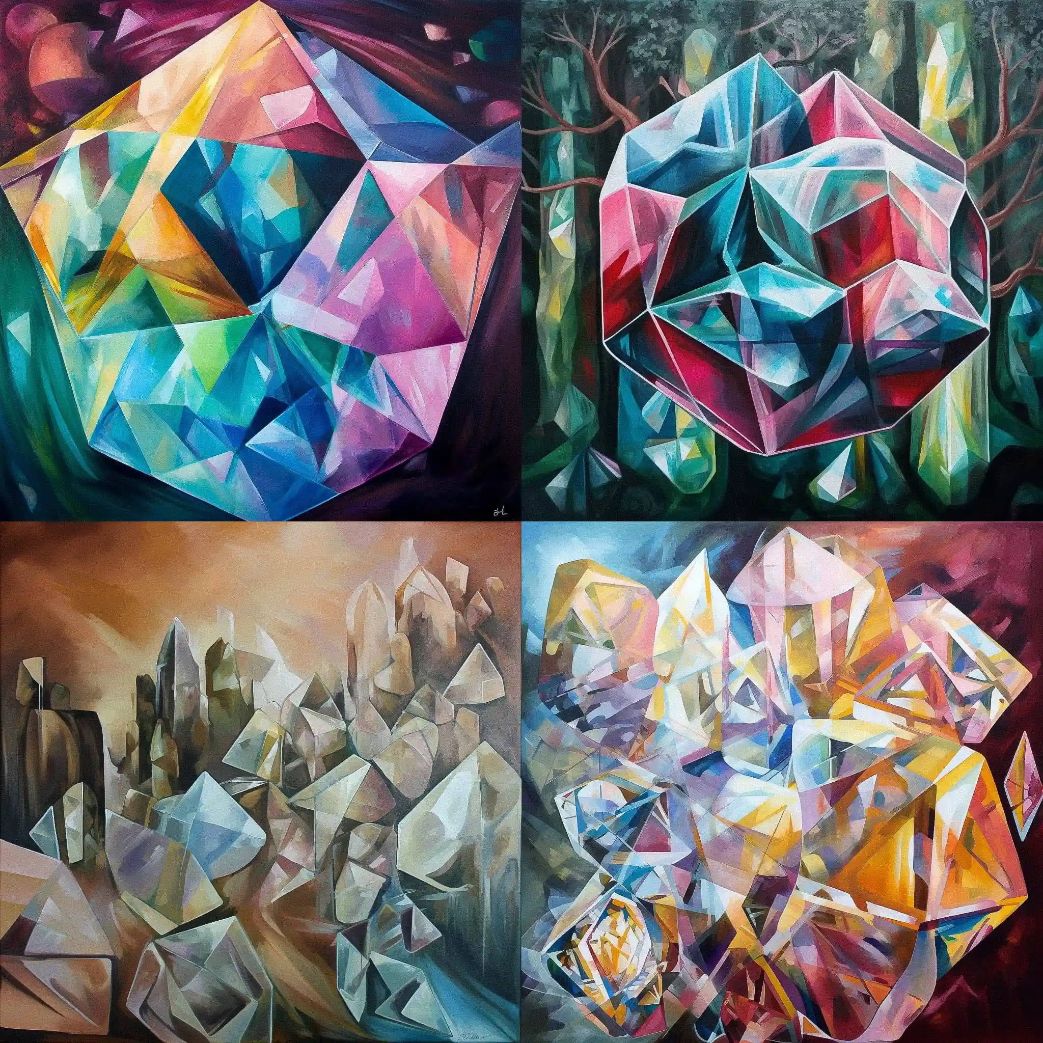 水晶立体主义 crystal cubism风格midjourney AI绘画作品 -水晶立体主义 crystal cubism风格midjourney AI绘画作品