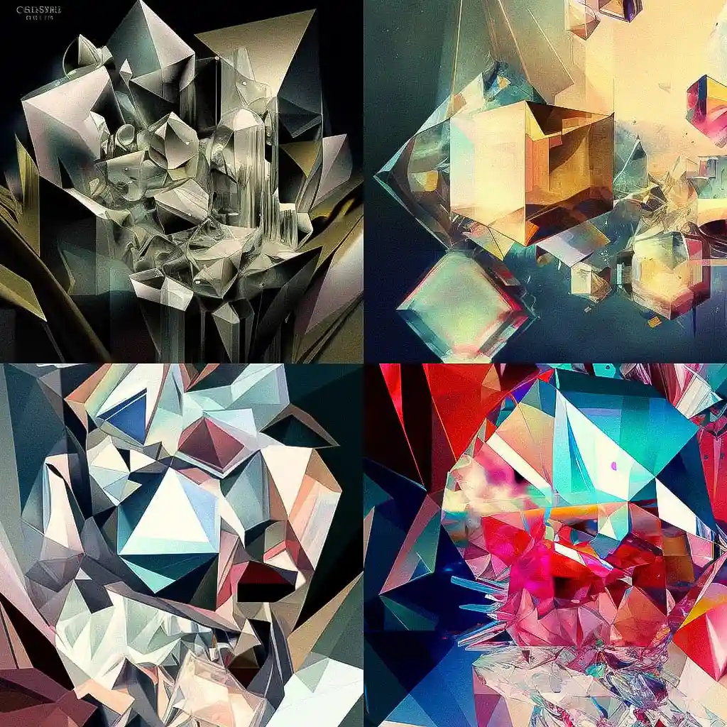 水晶立体主义 crystal cubism风格midjourney AI绘画作品 -水晶立体主义 crystal cubism风格midjourney AI绘画作品