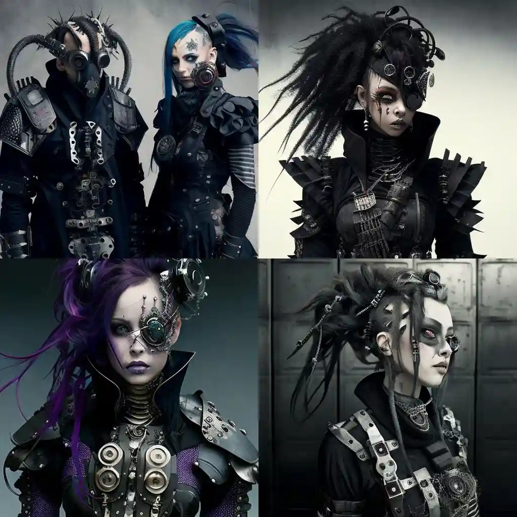 -赛博朋克风格 cybergoth fashion风格midjourney AI绘画作品