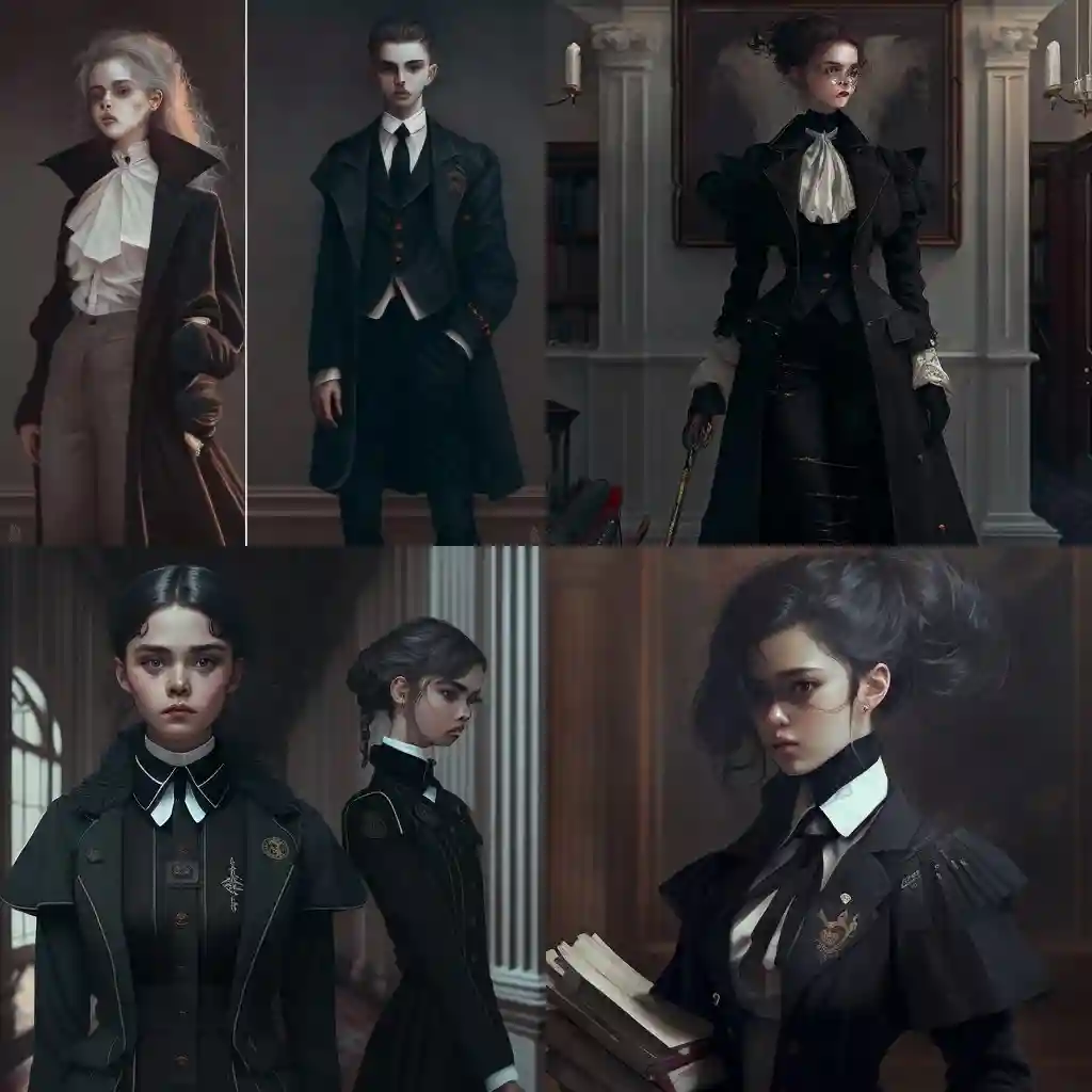 暗黑学院风格 dark academia fashion风格midjourney AI绘画作品 -暗黑学院风格 dark academia fashion风格midjourney AI绘画作品