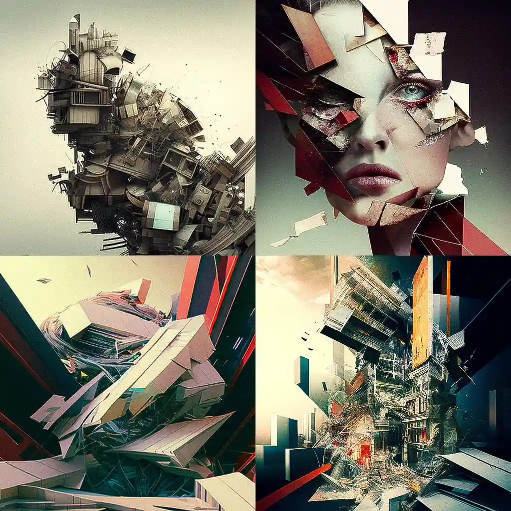 解构主义建筑deconstructivism风格midjourney AI绘画作品-森然网