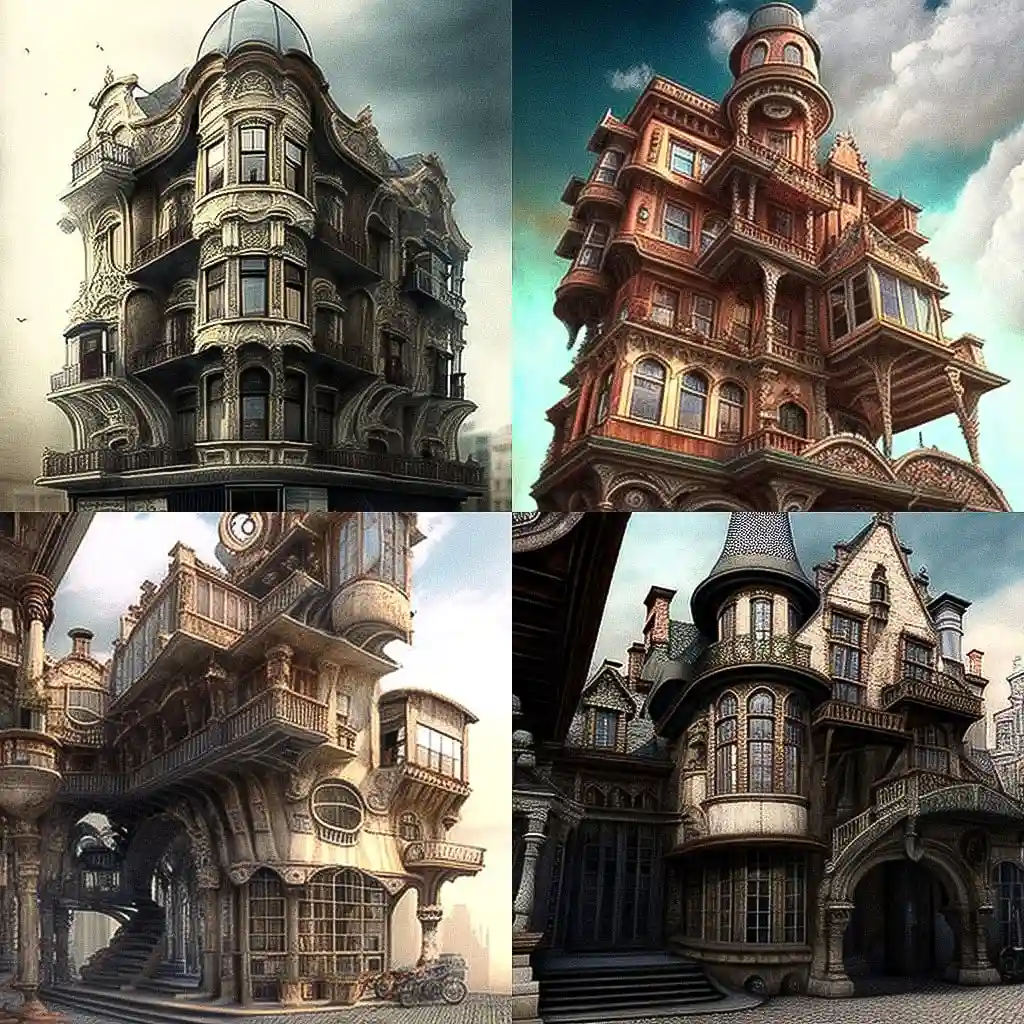 折衷主义建筑 eclectic architecture风格midjourney AI绘画作品 -折衷主义建筑 eclectic architecture风格midjourney AI绘画作品