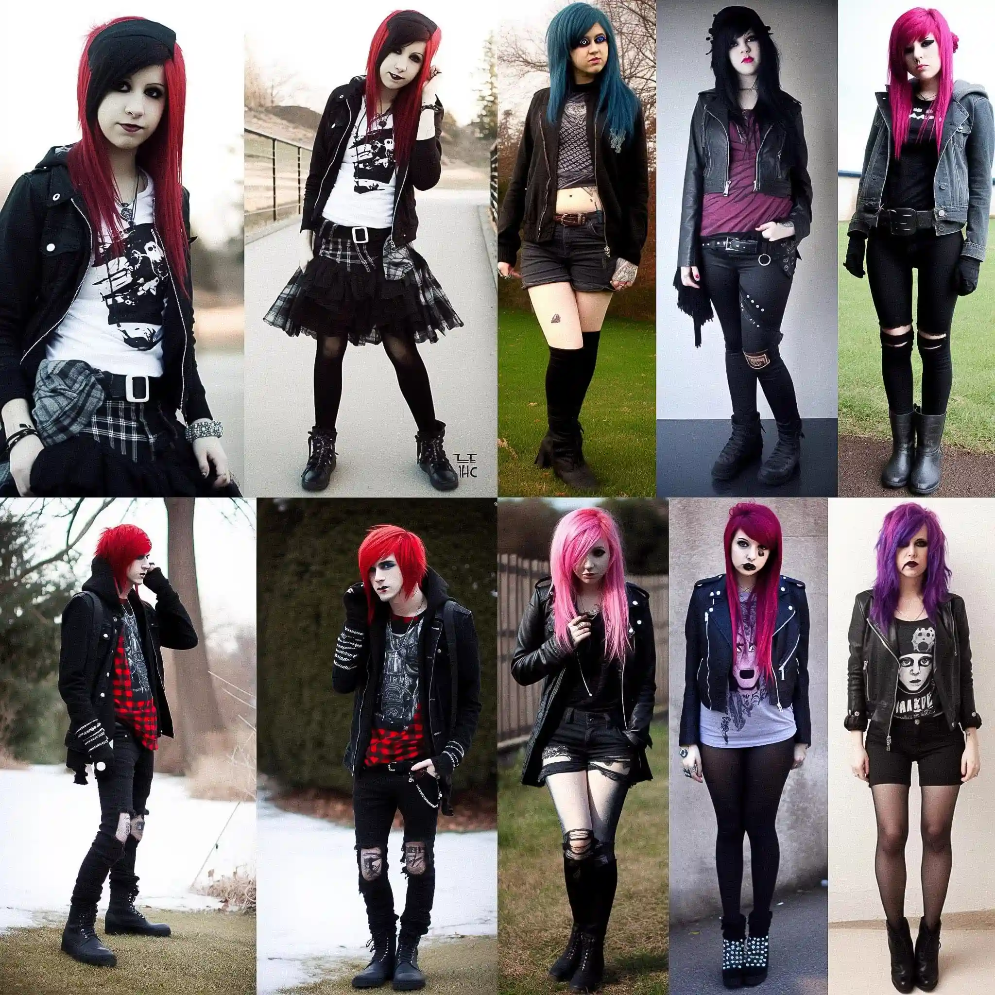 情感摇滚风格 emo fashion风格midjourney AI绘画作品 -情感摇滚风格 emo fashion风格midjourney AI绘画作品