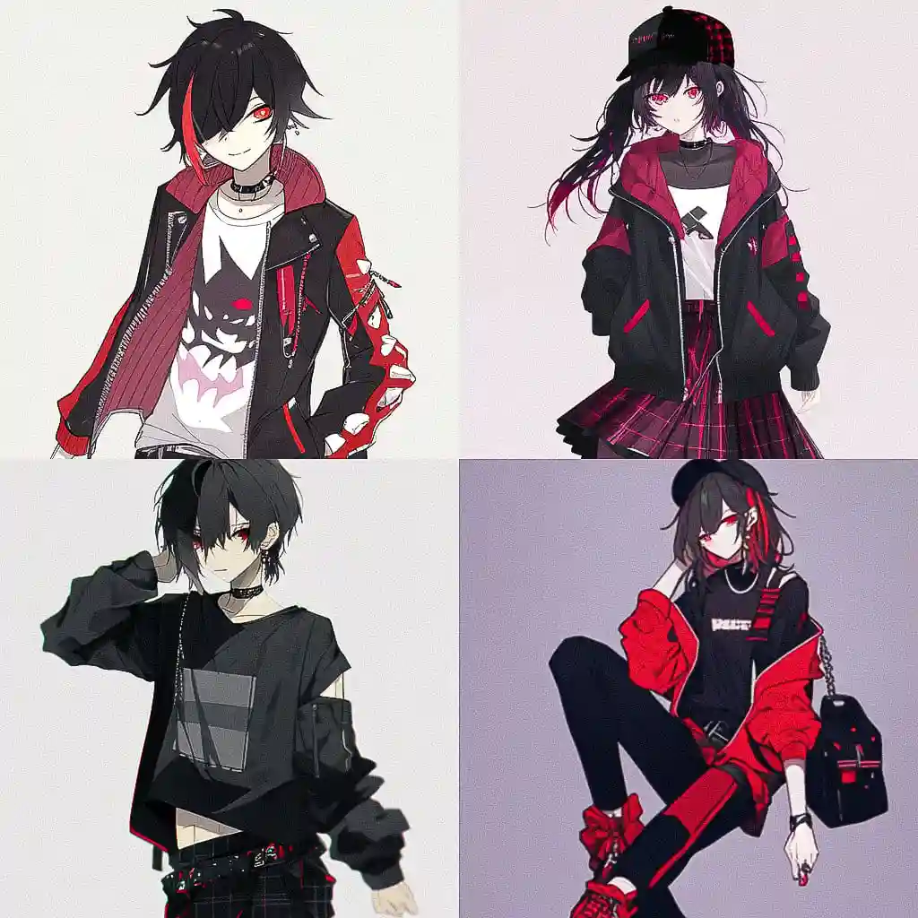 情感摇滚风格 emo fashion风格midjourney AI绘画作品 -情感摇滚风格 emo fashion风格midjourney AI绘画作品
