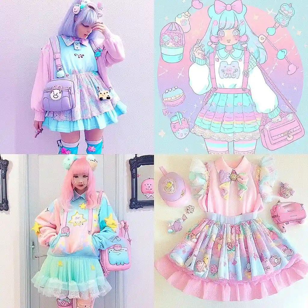 -童话风格服装 fairy kei fashion风格midjourney AI绘画作品