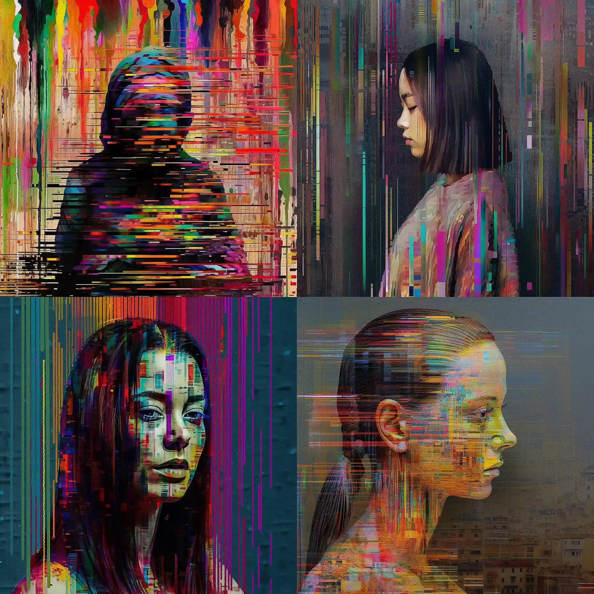 故障艺术 glitch art风格midjourney AI绘画作品 -故障艺术 glitch art风格midjourney AI绘画作品