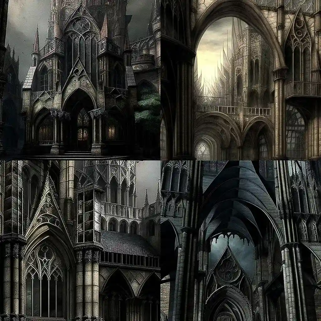 -哥特式建筑 gothic architecture风格midjourney AI绘画作品