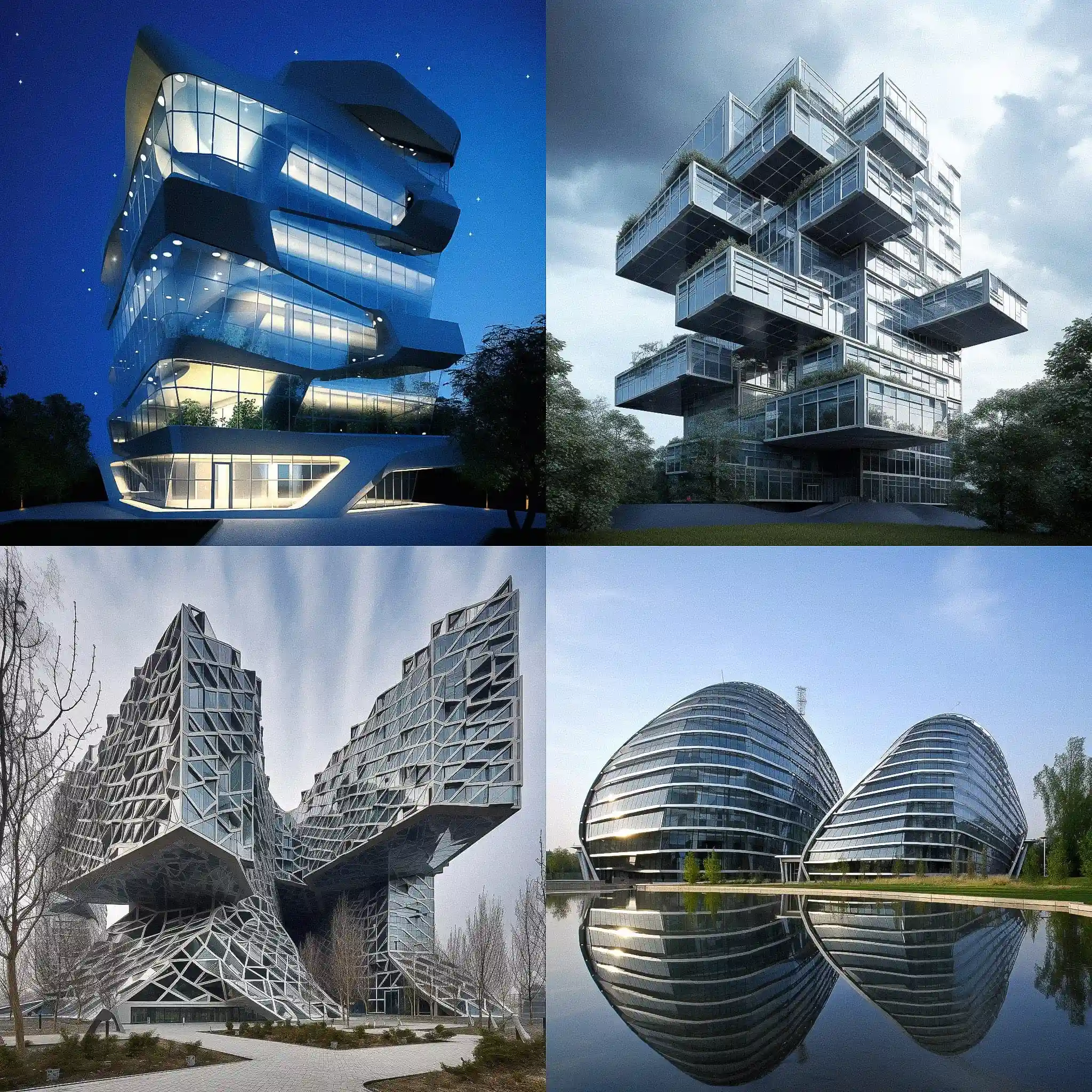 -高科技建筑 high tech architecture风格midjourney AI绘画作品