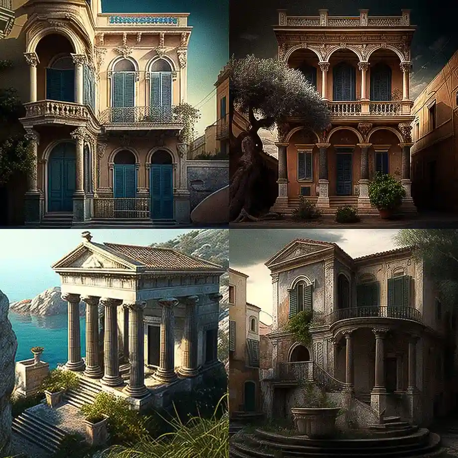 爱奥尼亚式 ionian architecture风格midjourney AI绘画作品 -爱奥尼亚式 ionian architecture风格midjourney AI绘画作品
