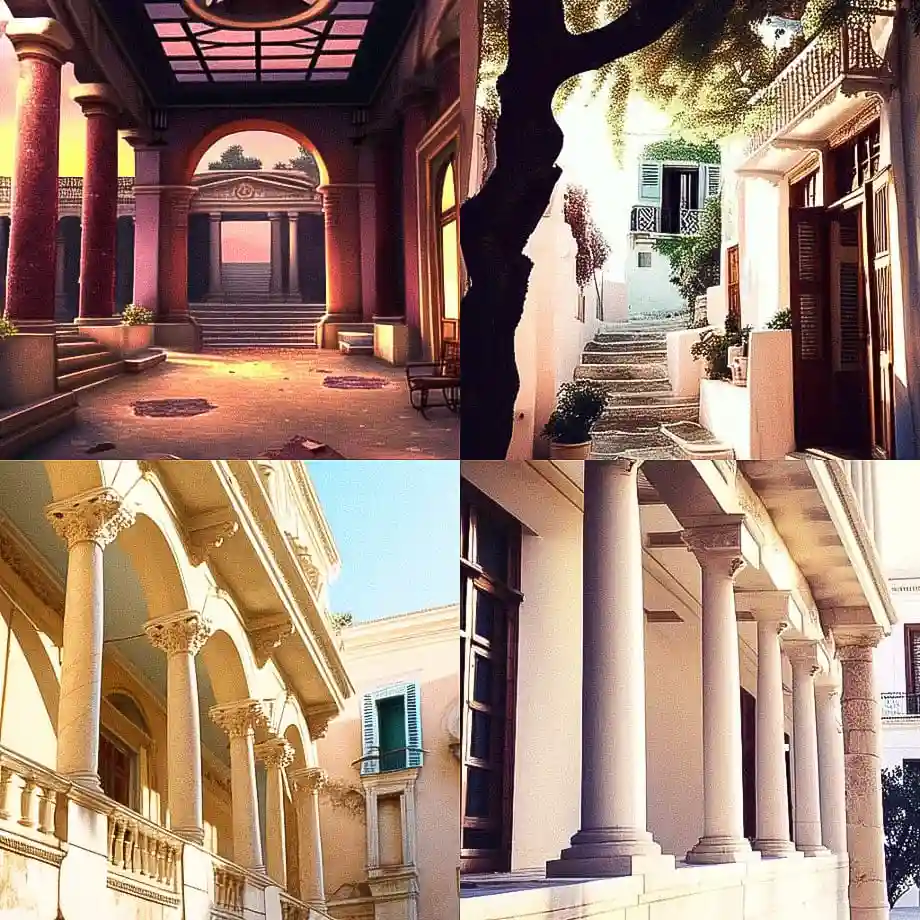 爱奥尼亚式 ionian architecture风格midjourney AI绘画作品 -爱奥尼亚式 ionian architecture风格midjourney AI绘画作品