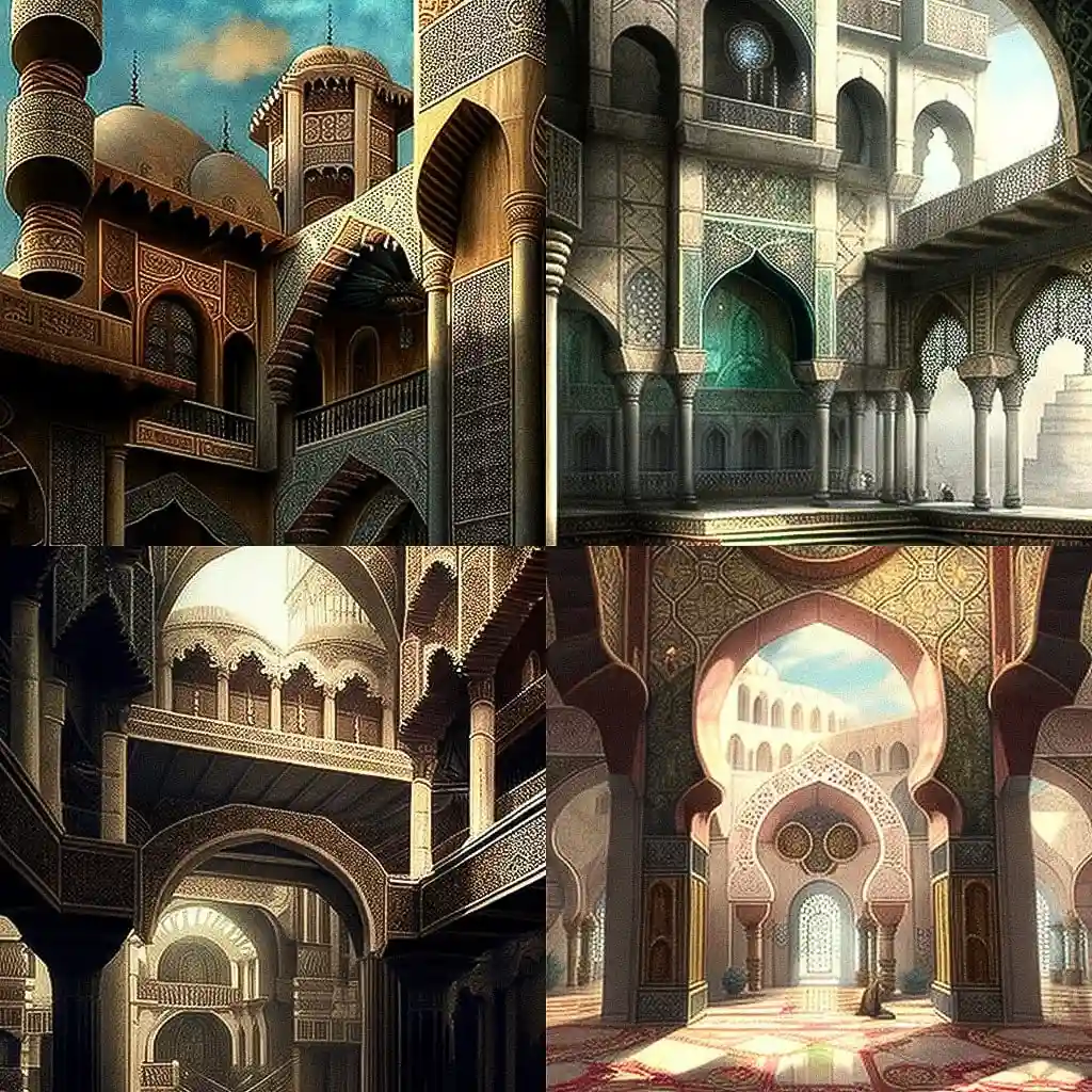 -伊斯兰建筑 islamic architecture风格midjourney AI绘画作品
