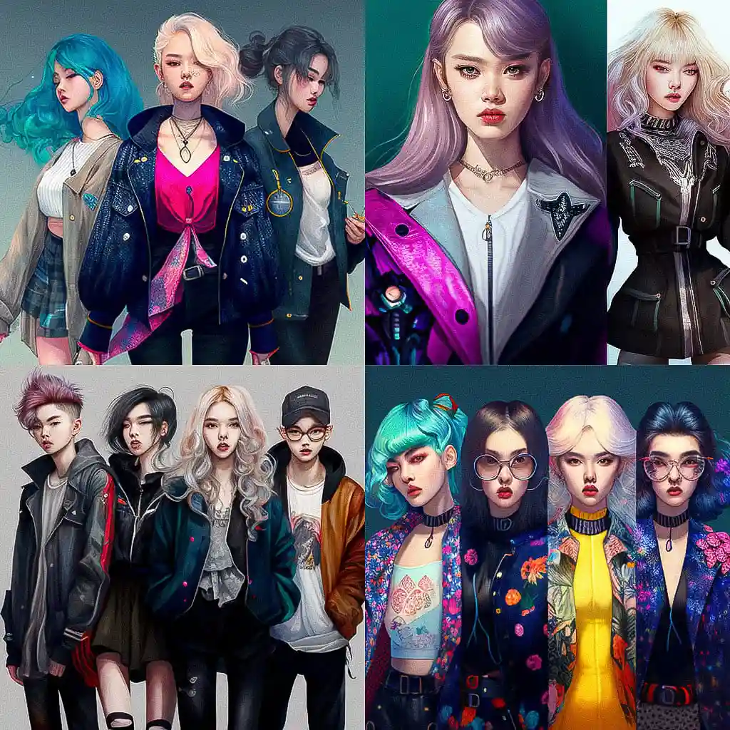 -韩流时尚 k pop fashion风格midjourney AI绘画作品