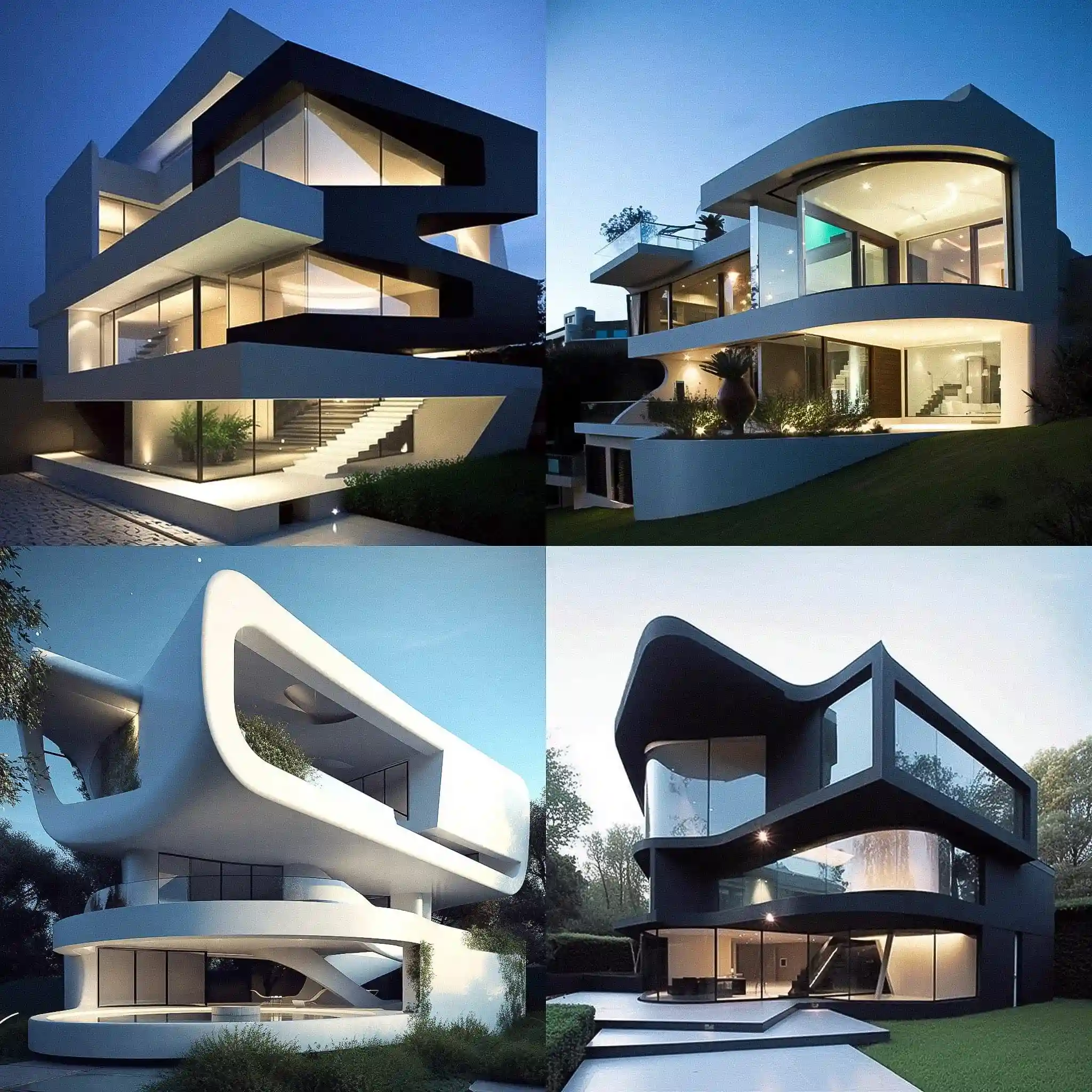 现代建筑 modern architecture风格midjourney AI绘画作品 -现代建筑 modern architecture风格midjourney AI绘画作品