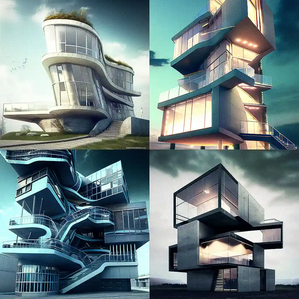 现代建筑 modern architecture风格midjourney AI绘画作品 -现代建筑 modern architecture风格midjourney AI绘画作品