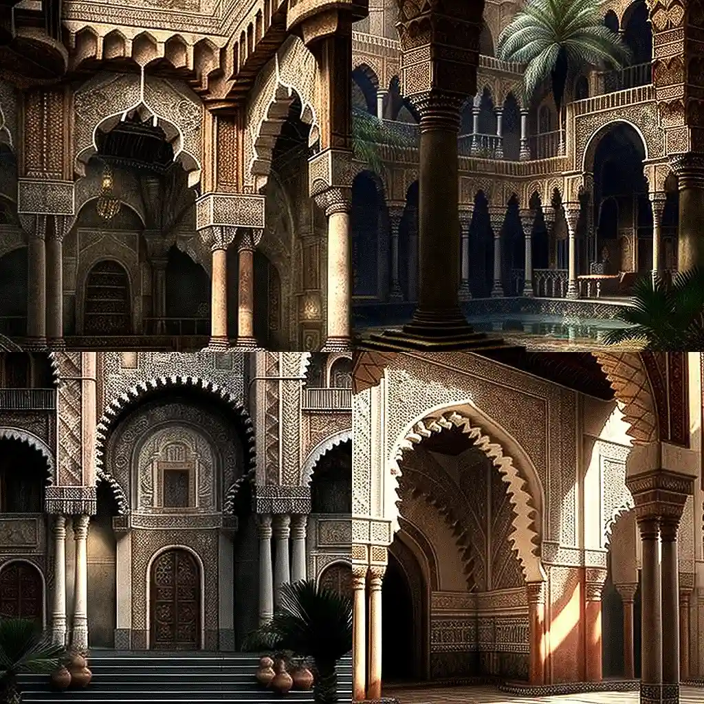 穆尔式建筑 moorish architecture风格midjourney AI绘画作品 -穆尔式建筑 moorish architecture风格midjourney AI绘画作品