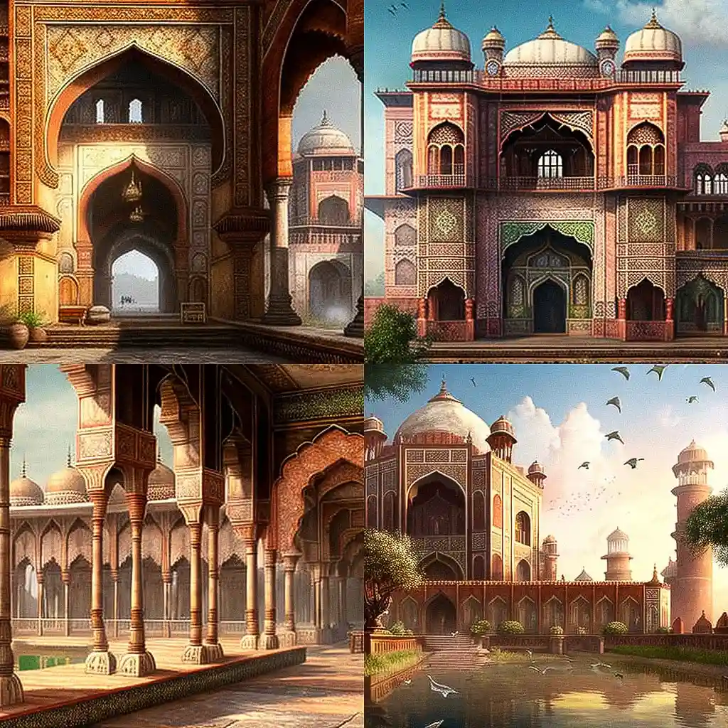 印度莫卧儿式建筑 mughal architecture风格midjourney AI绘画作品 -印度莫卧儿式建筑 mughal architecture风格midjourney AI绘画作品