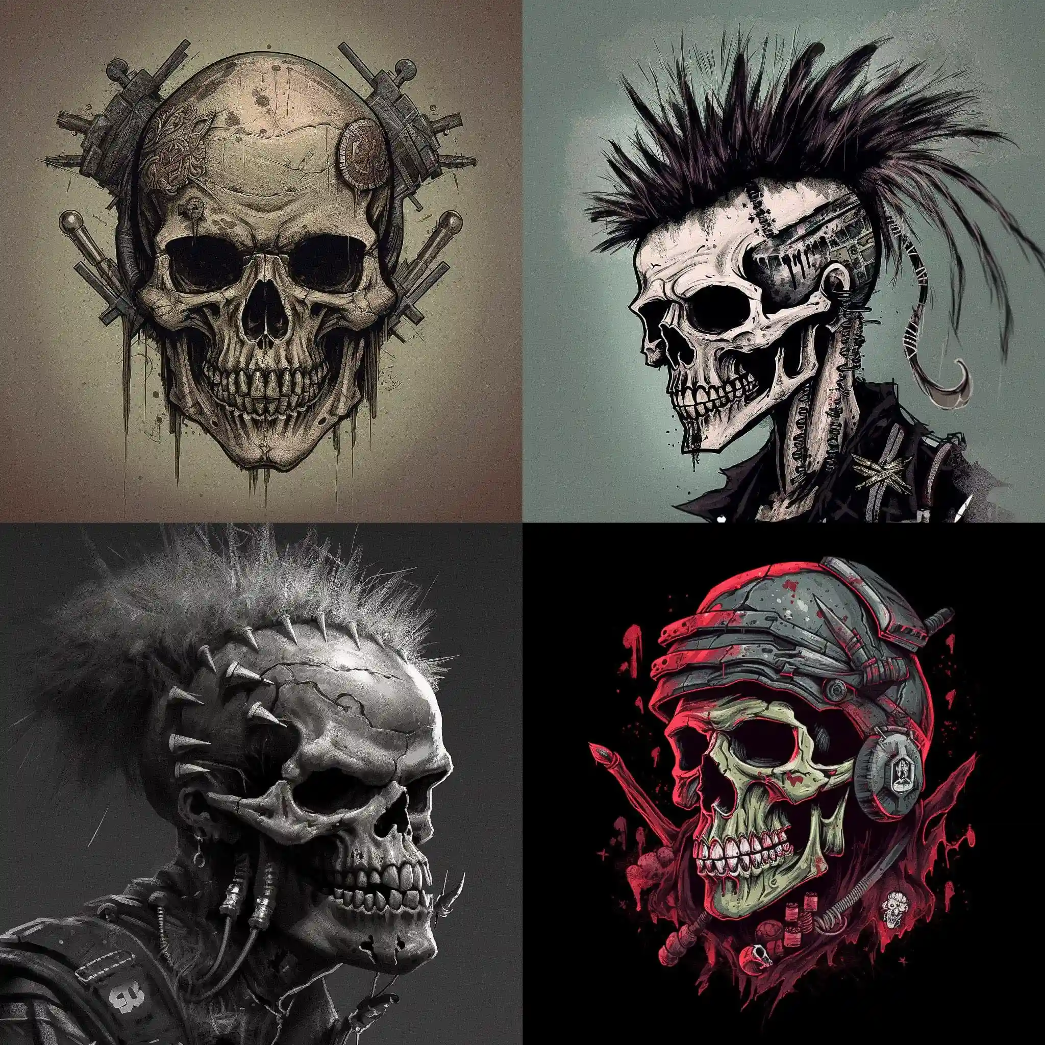 亡灵朋克 necropunk风格midjourney AI绘画作品 -亡灵朋克 necropunk风格midjourney AI绘画作品