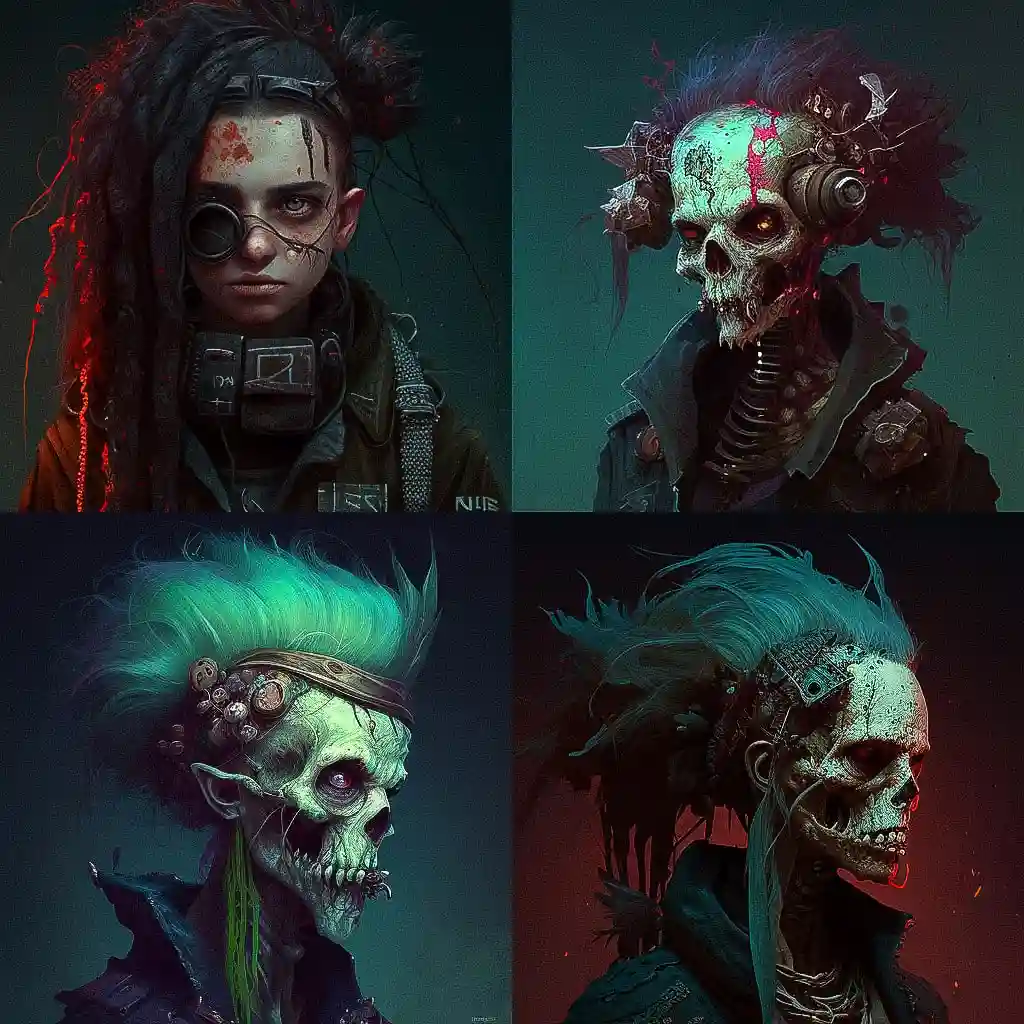 亡灵朋克 necropunk风格midjourney AI绘画作品 -亡灵朋克 necropunk风格midjourney AI绘画作品