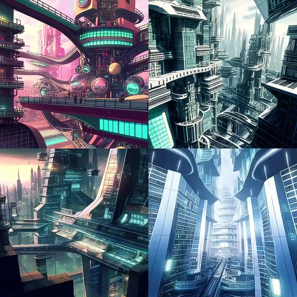 -新未来主义建筑 neofuturist architecture风格midjourney AI绘画作品