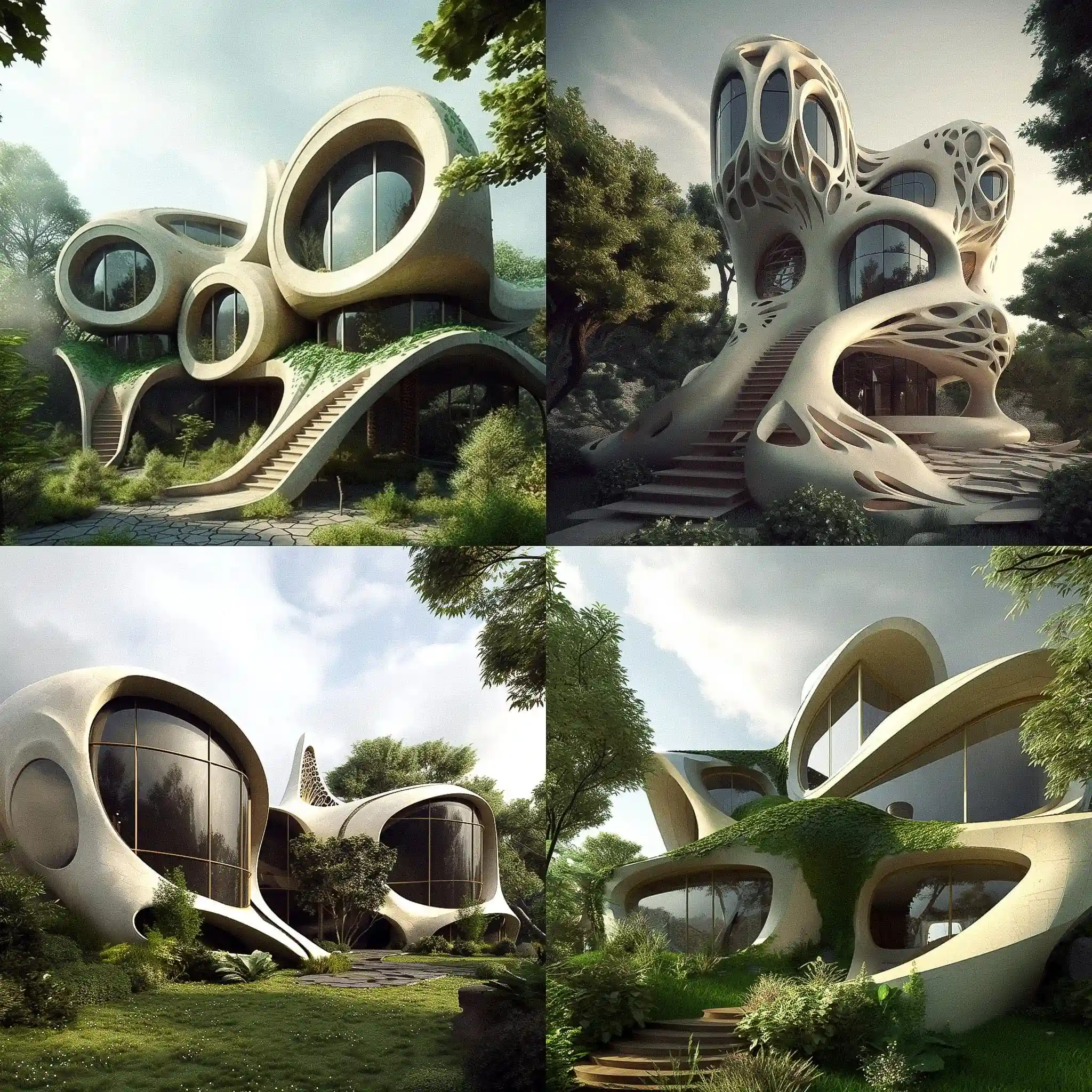-有机建筑 organic architecture风格midjourney AI绘画作品