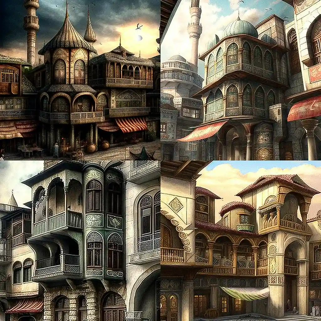 奥斯曼式建筑 ottoman architecture风格midjourney AI绘画作品 -奥斯曼式建筑 ottoman architecture风格midjourney AI绘画作品