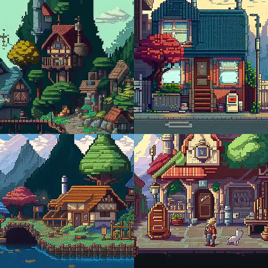 像素艺术 pixel art风格midjourney AI绘画作品 -像素艺术 pixel art风格midjourney AI绘画作品