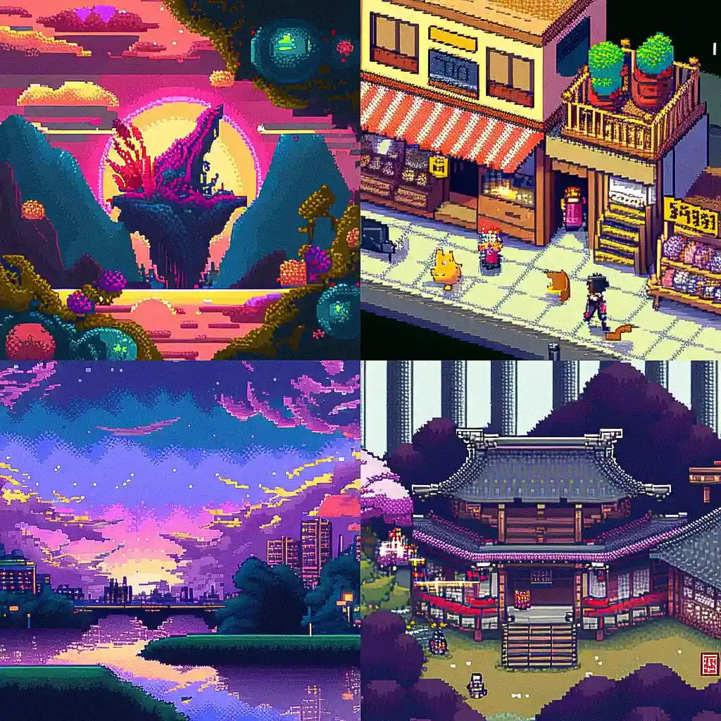 像素艺术 pixel art风格midjourney AI绘画作品 -像素艺术 pixel art风格midjourney AI绘画作品