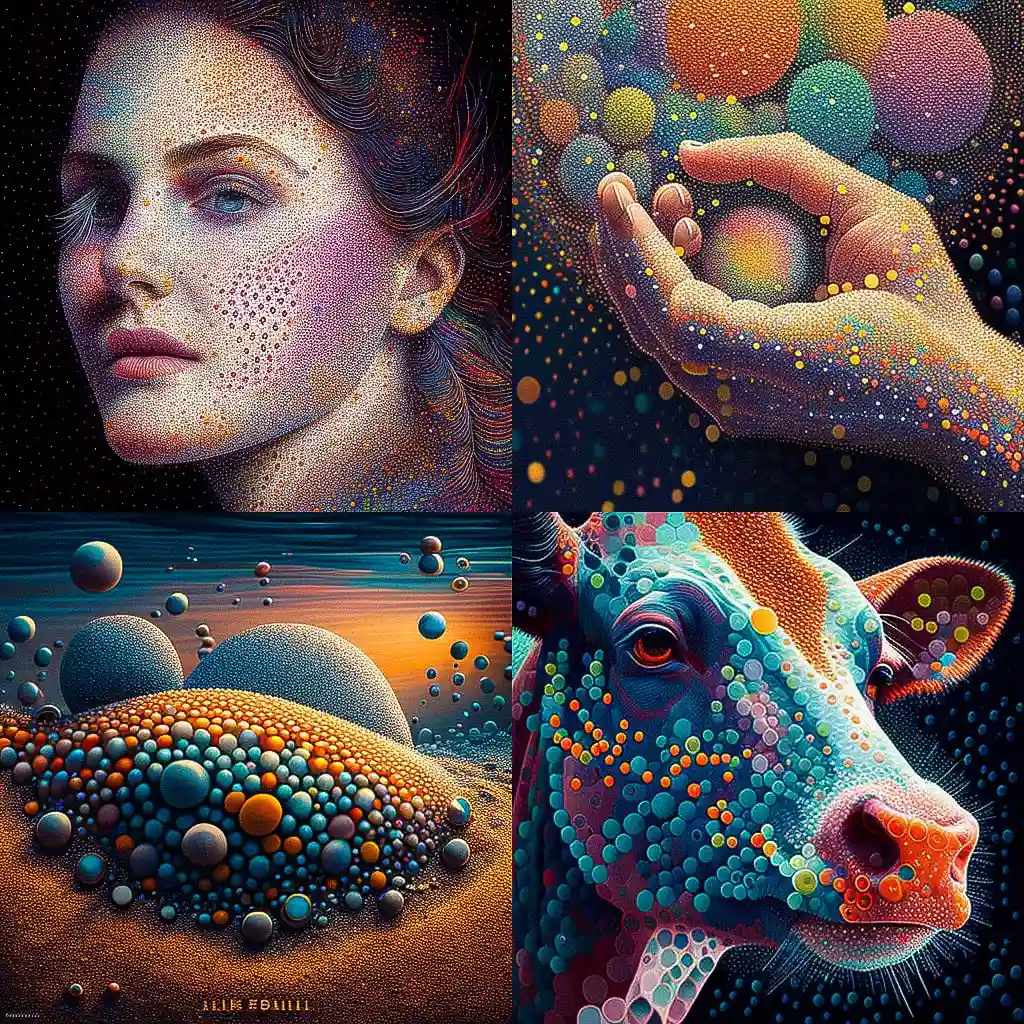 点彩主义 pointillism风格midjourney AI绘画作品 -点彩主义 pointillism风格midjourney AI绘画作品