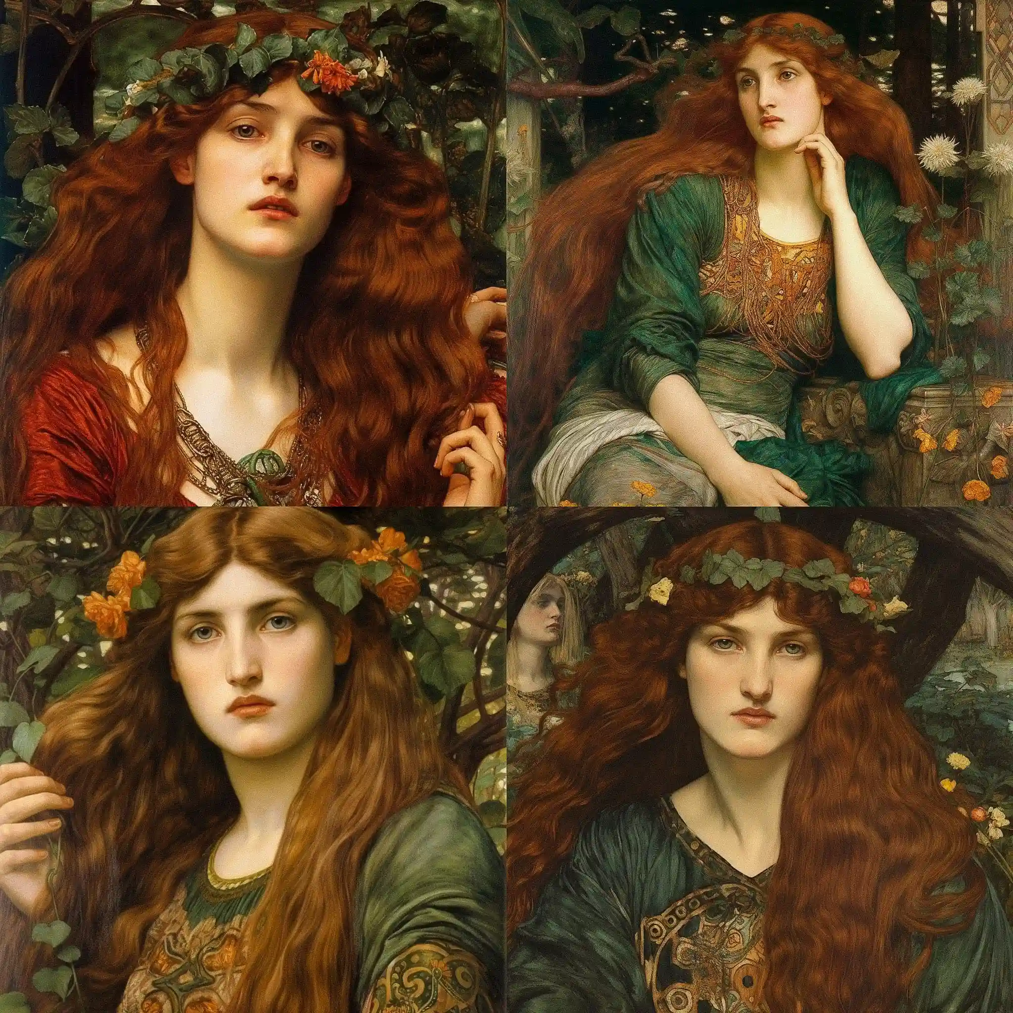 前拉斐尔主义 pre raphaelitism风格midjourney AI绘画作品 -前拉斐尔主义 pre raphaelitism风格midjourney AI绘画作品