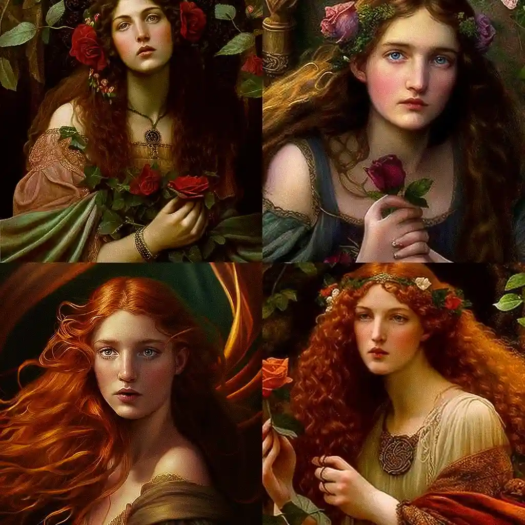 前拉斐尔主义 pre raphaelitism风格midjourney AI绘画作品 -前拉斐尔主义 pre raphaelitism风格midjourney AI绘画作品
