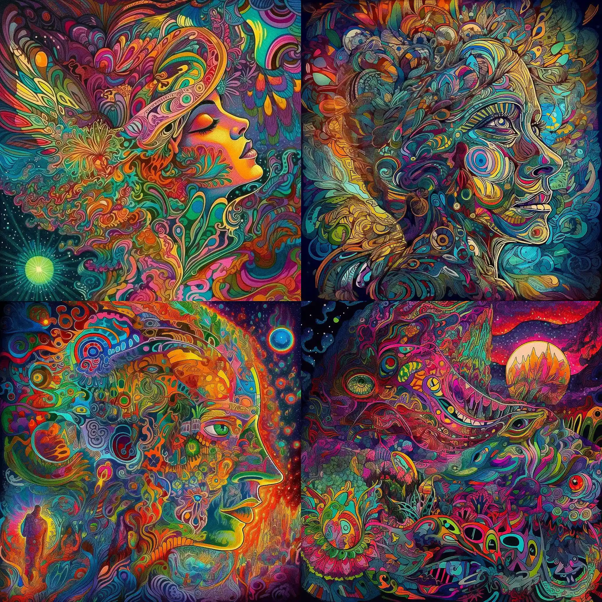 迷幻艺术 psychedelic art风格midjourney AI绘画作品 -迷幻艺术 psychedelic art风格midjourney AI绘画作品