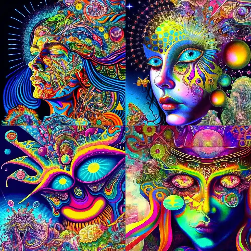 迷幻艺术 psychedelic art风格midjourney AI绘画作品 -迷幻艺术 psychedelic art风格midjourney AI绘画作品