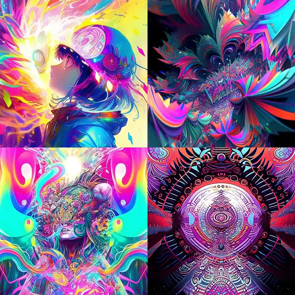 迷幻艺术 psychedelic art风格midjourney AI绘画作品 -迷幻艺术 psychedelic art风格midjourney AI绘画作品