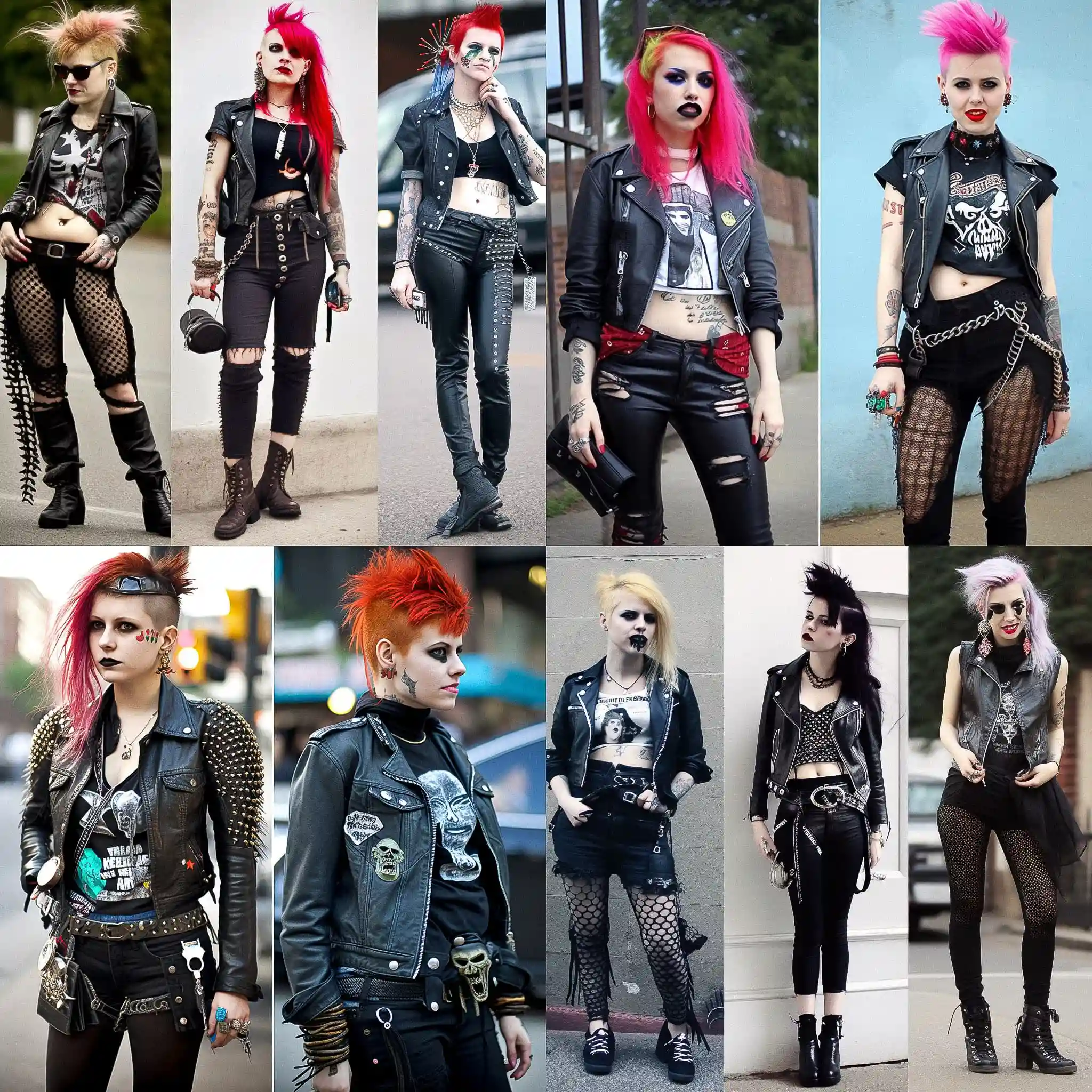 -朋克时尚 punk fashion风格midjourney AI绘画作品