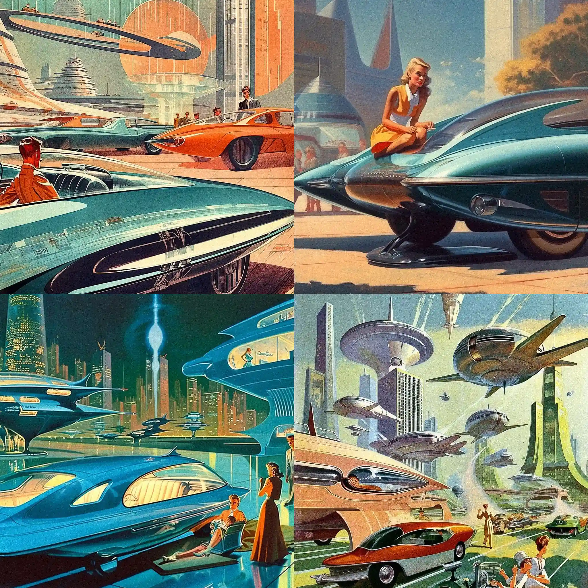 复古未来主义 retrofuturism风格midjourney AI绘画作品 -复古未来主义 retrofuturism风格midjourney AI绘画作品