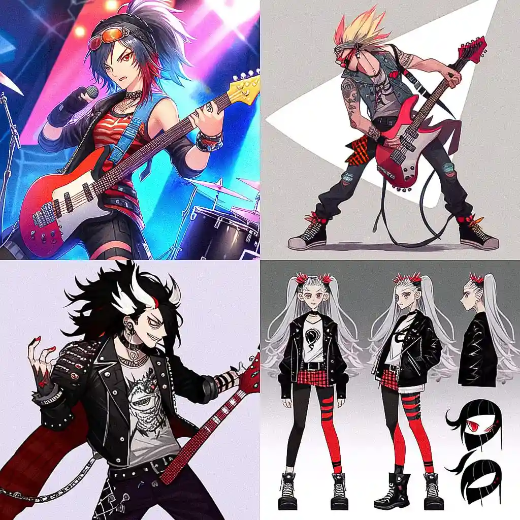 -摇滚时尚 rocker fashion风格midjourney AI绘画作品