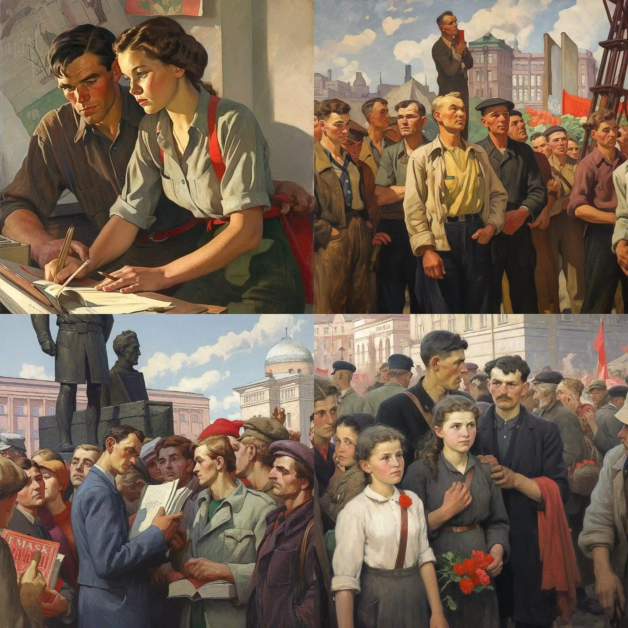 -社会主义现实主义 socialist realism风格midjourney AI绘画作品