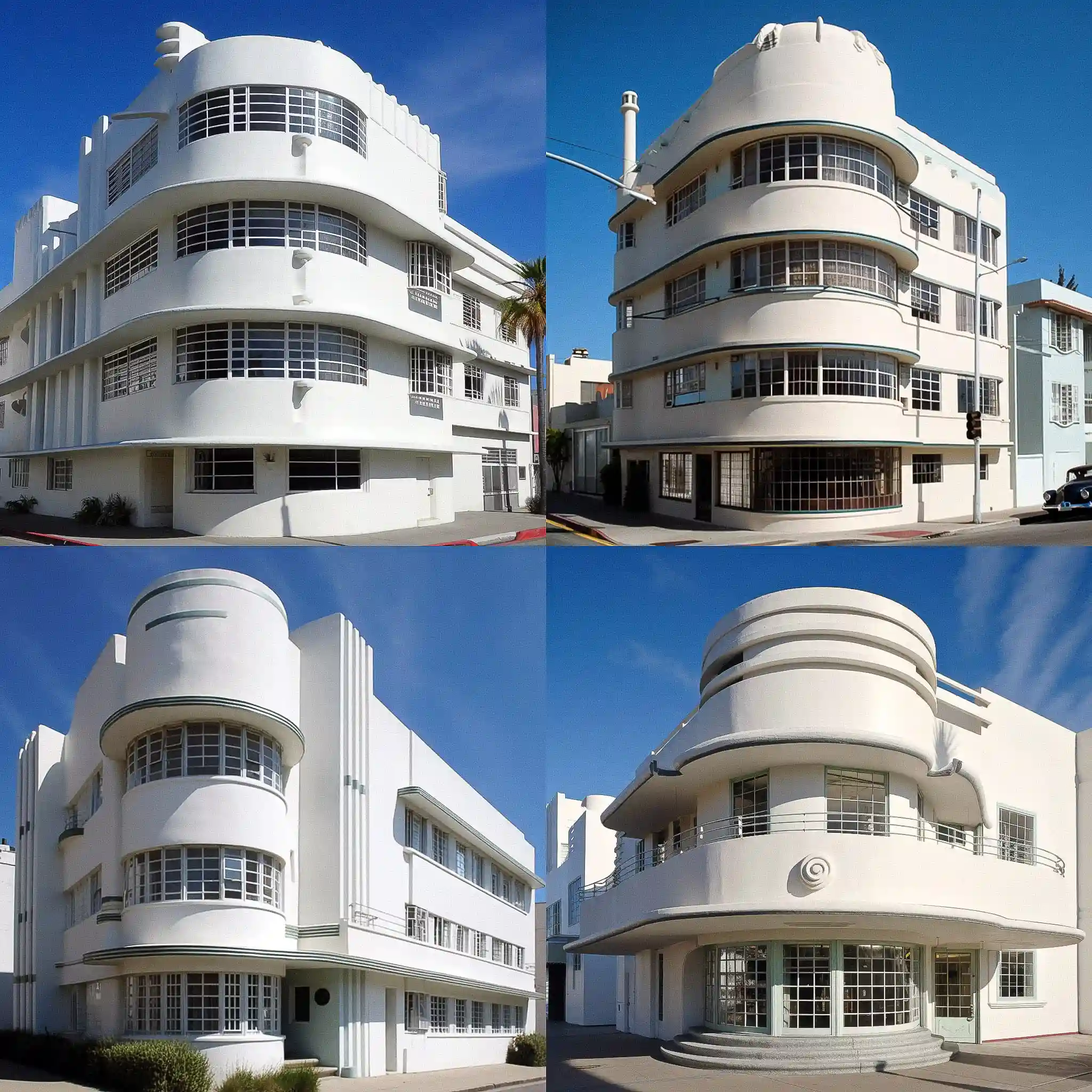 -流线型现代主义建筑 streamline moderne architecture风格midjourney AI绘画作品