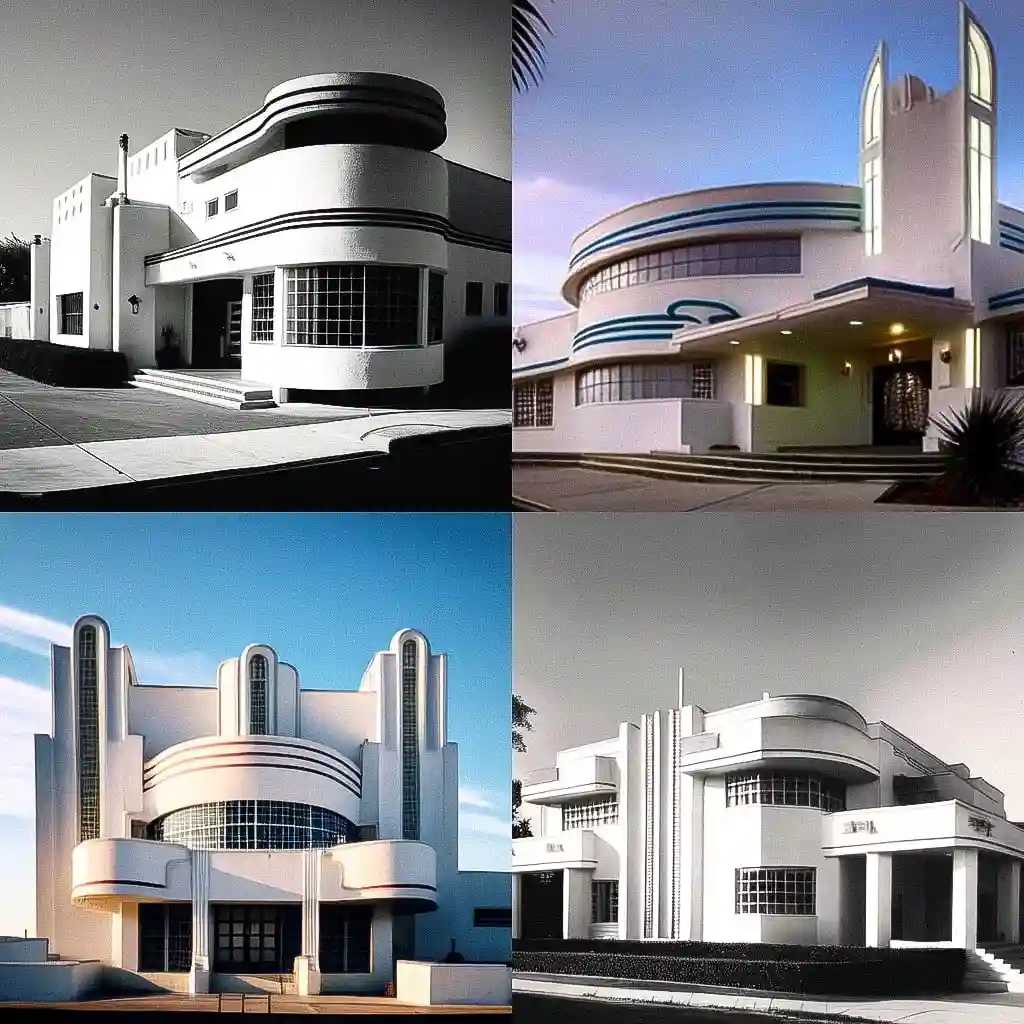 -流线型现代主义建筑 streamline moderne architecture风格midjourney AI绘画作品