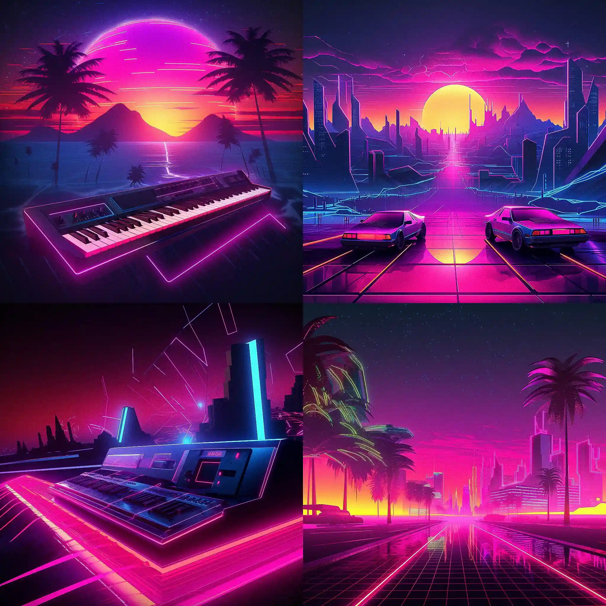 -合成波风格 synthwave风格midjourney AI绘画作品