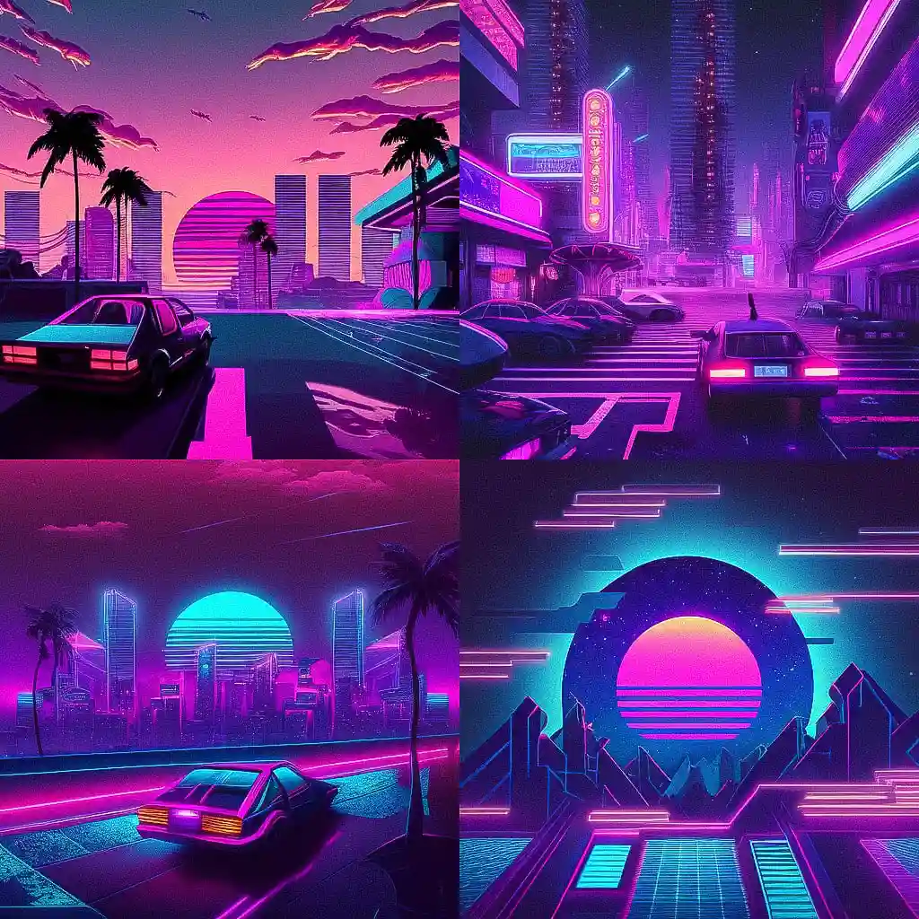 -合成波风格 synthwave风格midjourney AI绘画作品