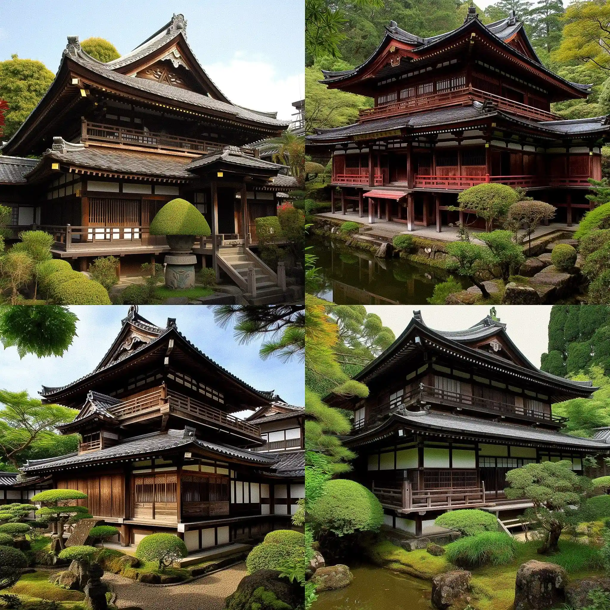-日本传统建筑 traditional japanese architecture风格midjourney AI绘画作品