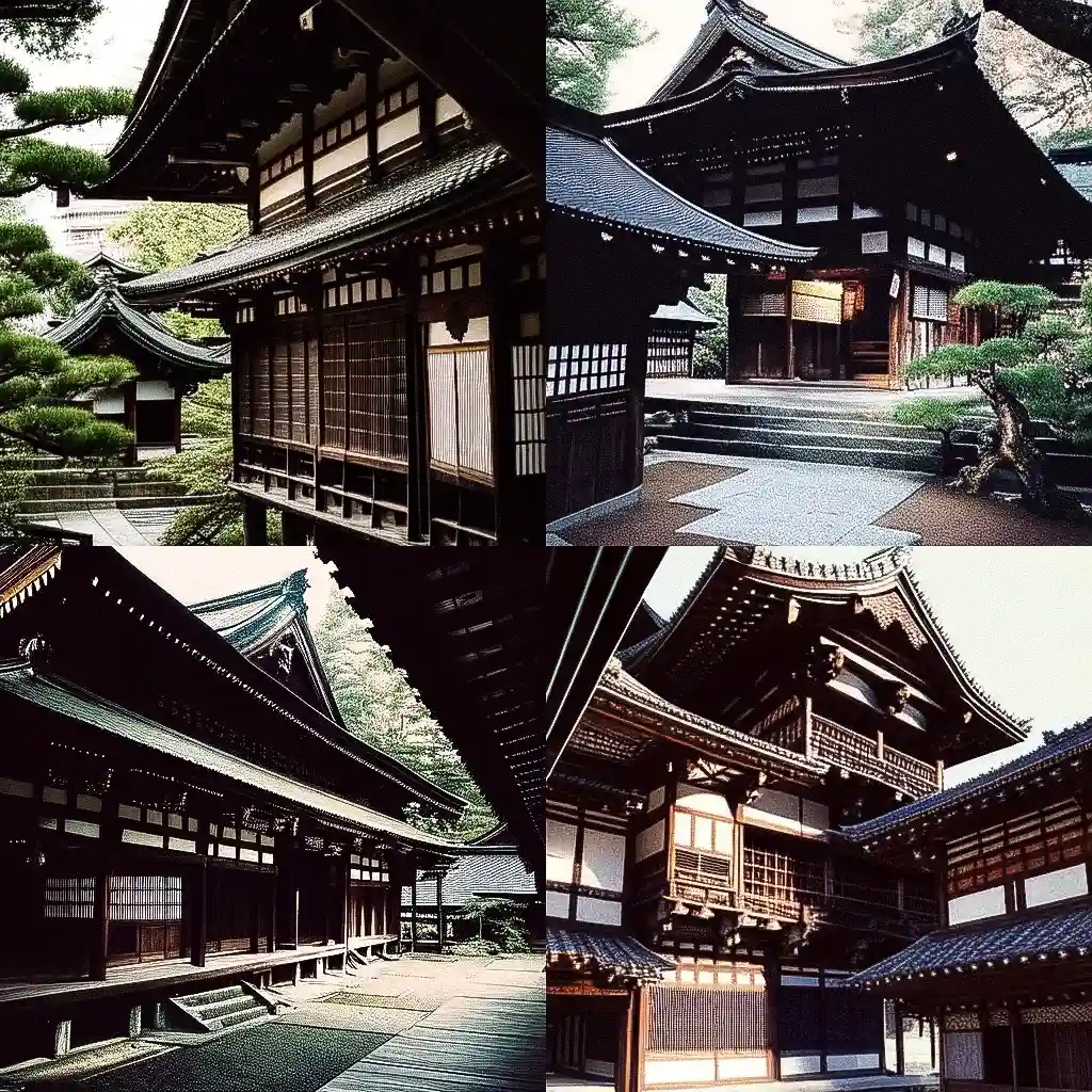日本传统建筑 traditional japanese architecture风格midjourney AI绘画作品 -日本传统建筑 traditional japanese architecture风格midjourney AI绘画作品