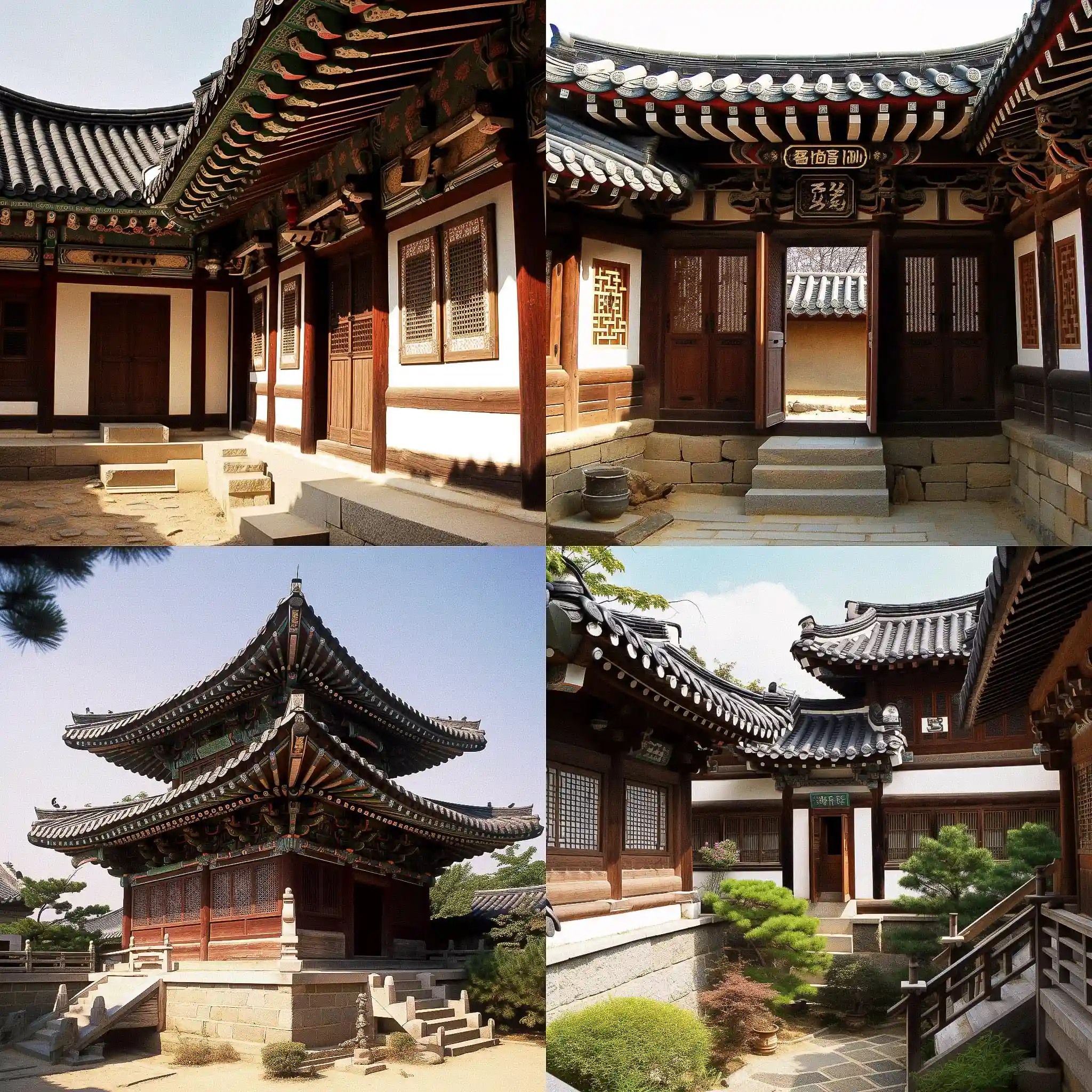 -韩国传统建筑 traditional korean architecture风格midjourney AI绘画作品