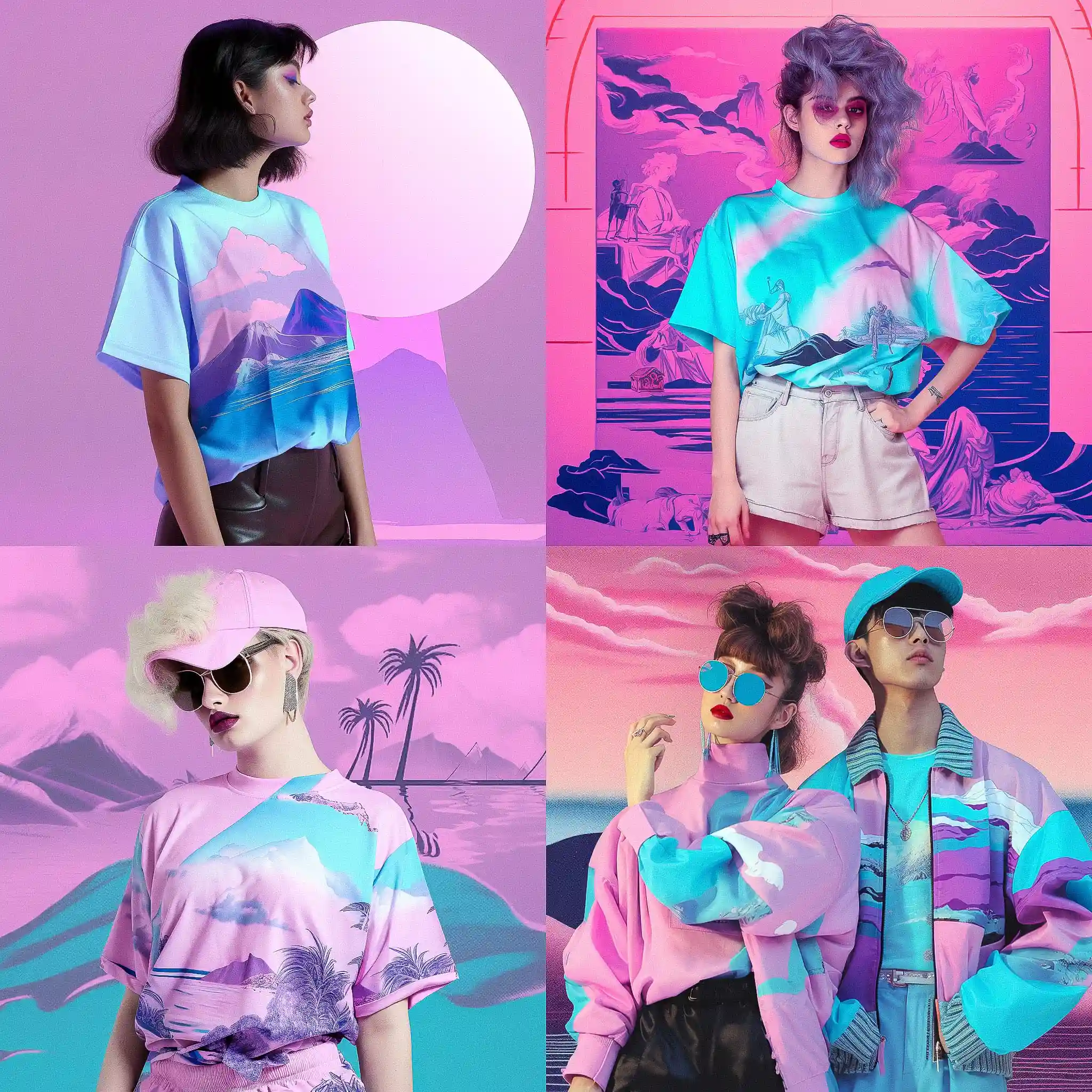 -蒸汽波风格时尚 vaporwave fashion风格midjourney AI绘画作品