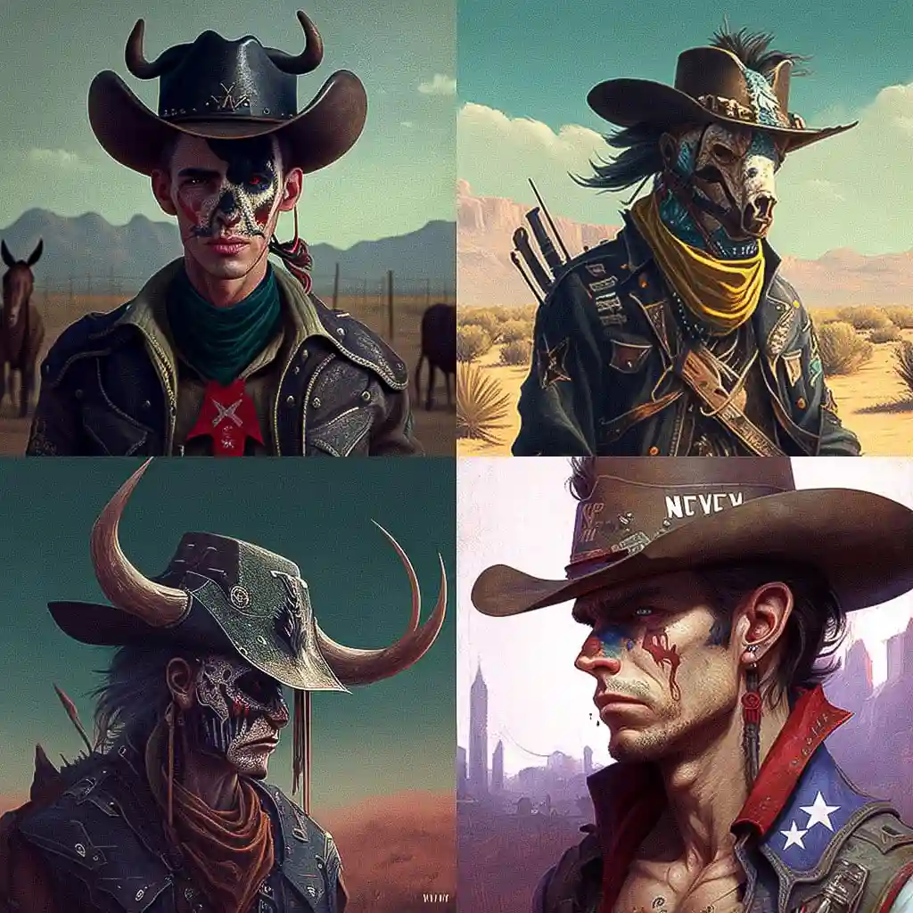 西部朋克 westernpunk风格midjourney AI绘画作品 -西部朋克 westernpunk风格midjourney AI绘画作品