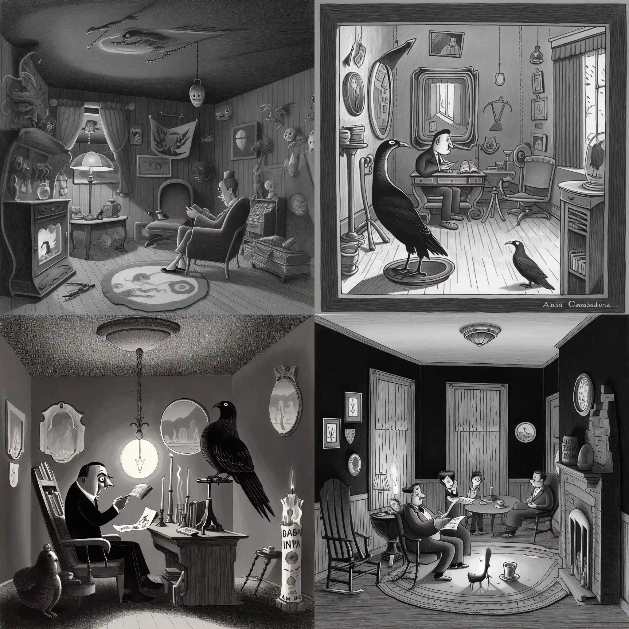 -查尔斯·亚当斯 charles addams风格midjourney AI绘画作品