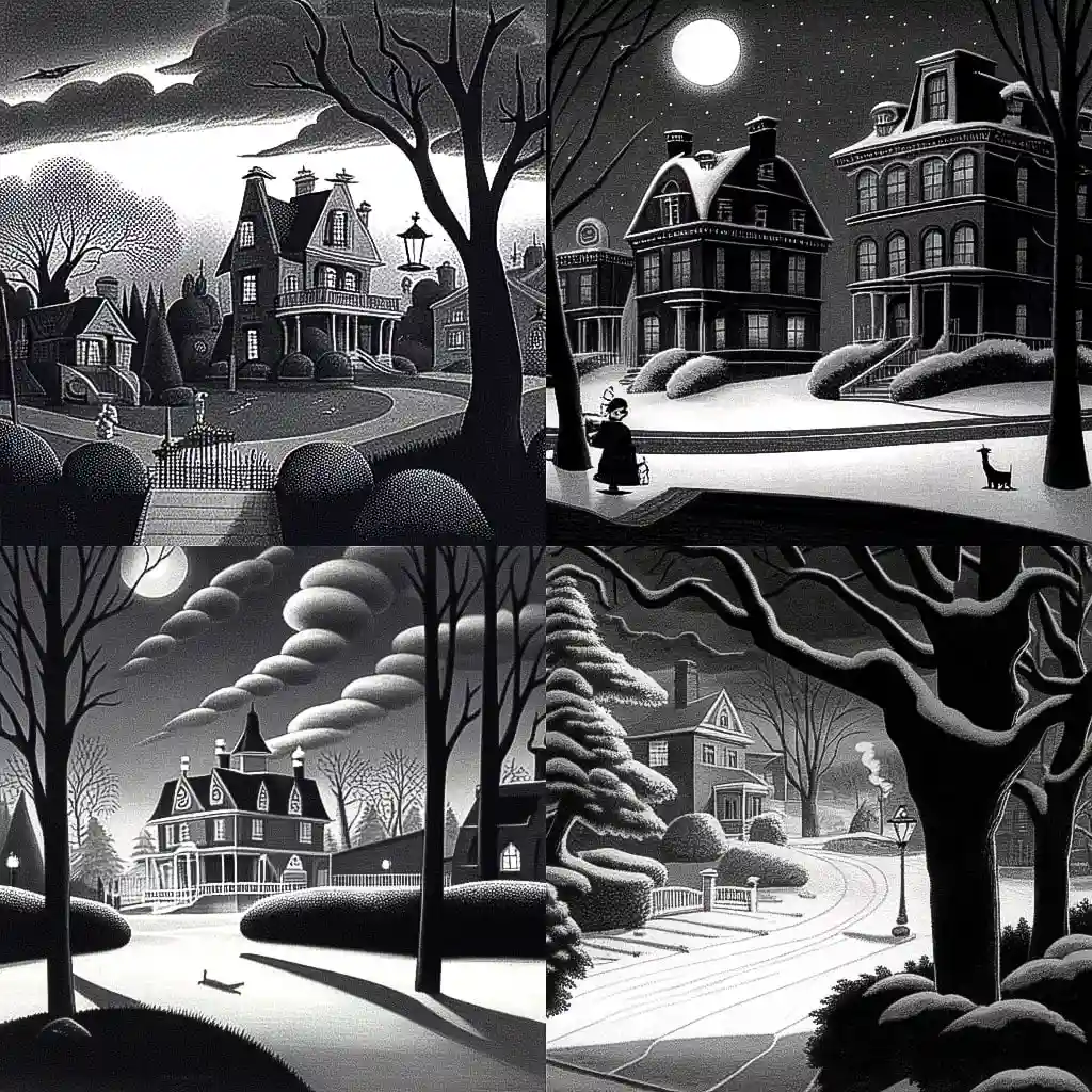 查尔斯·亚当斯 charles addams风格midjourney AI绘画作品 -查尔斯·亚当斯 charles addams风格midjourney AI绘画作品