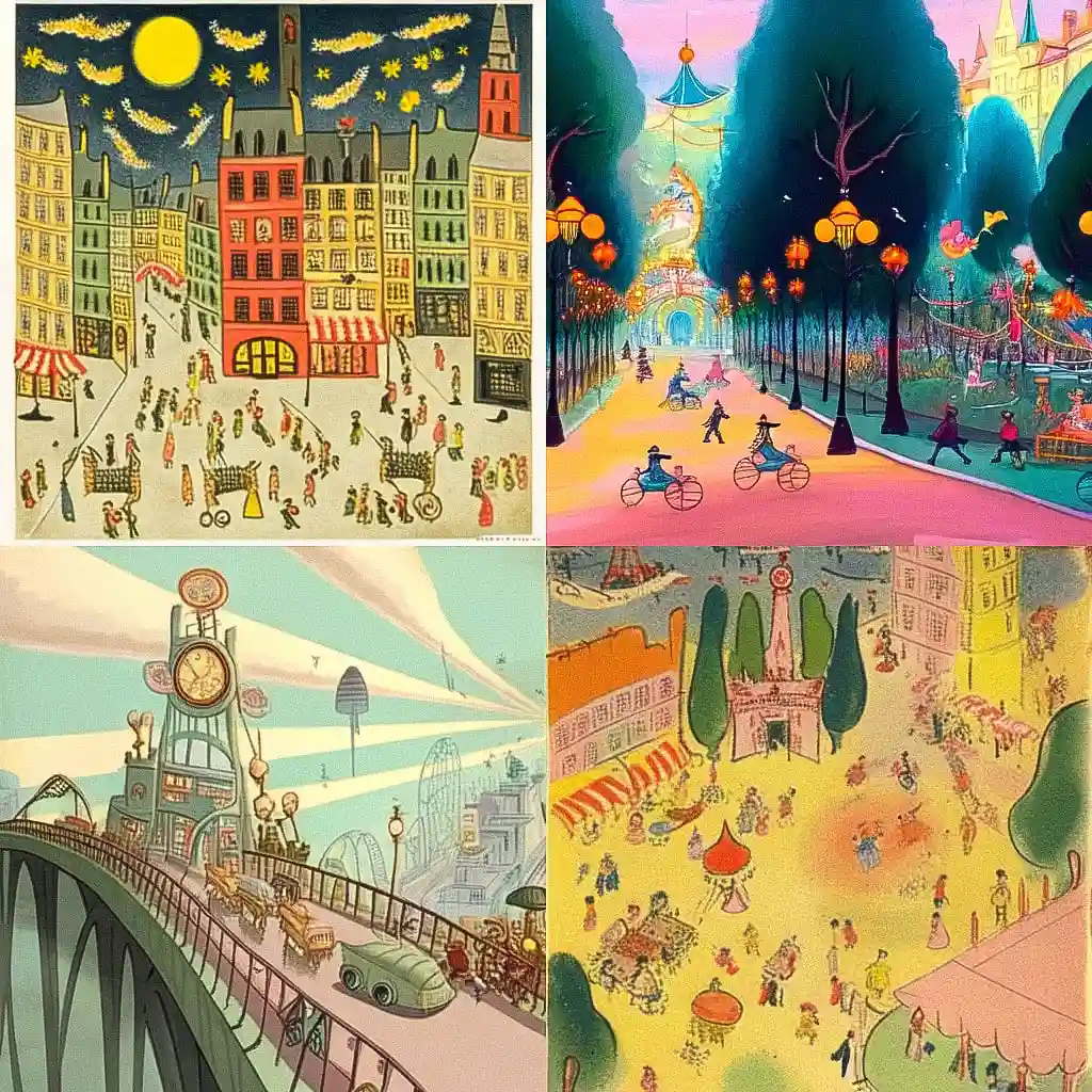 -路德维希·贝梅尔曼斯 ludwig bemelmans风格midjourney AI绘画作品