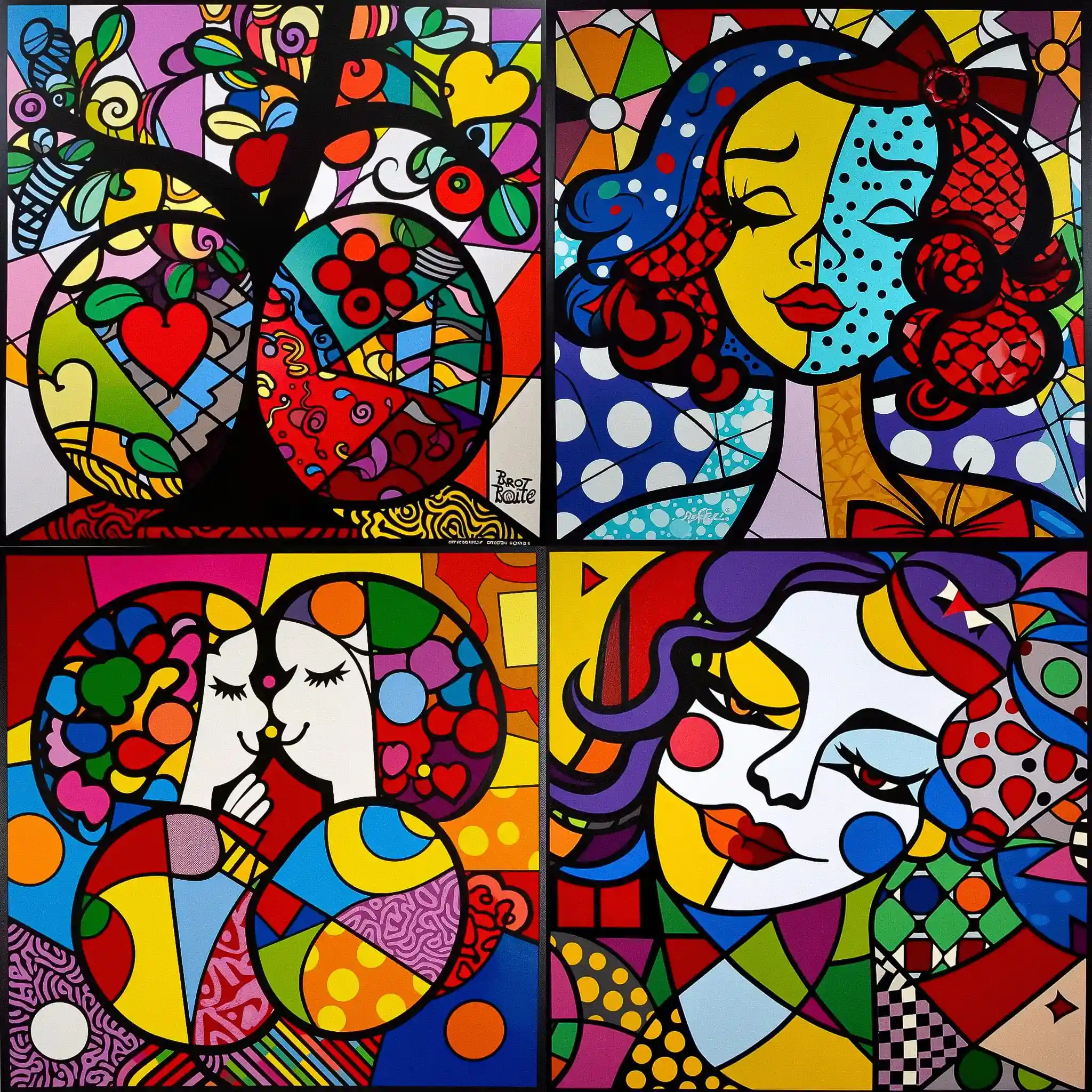 罗梅罗·布里托 romero britto风格midjourney AI绘画作品 -罗梅罗·布里托 romero britto风格midjourney AI绘画作品